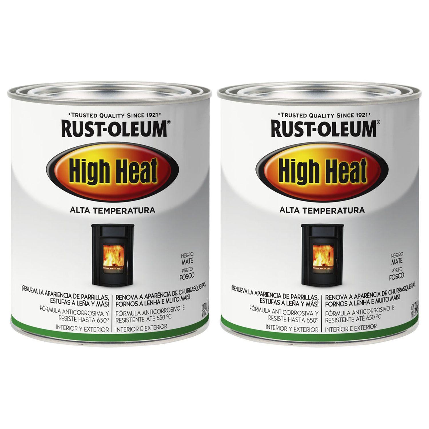 2 Pack Pinturas High Heat Alta Temperatura Negro Mate 946 ml 700173-0