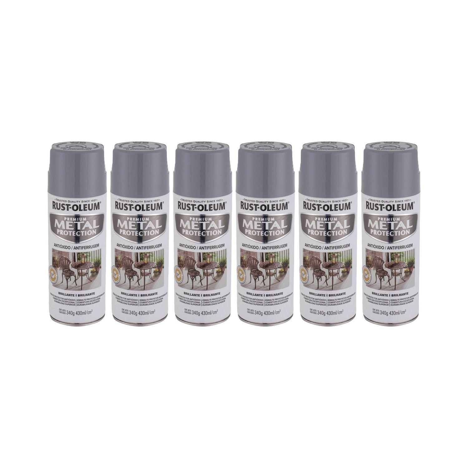 6 Pack Pinturas en Spray Metal Protection Anticorrosivo Gris Humo Brillante 340 g 700204-0
