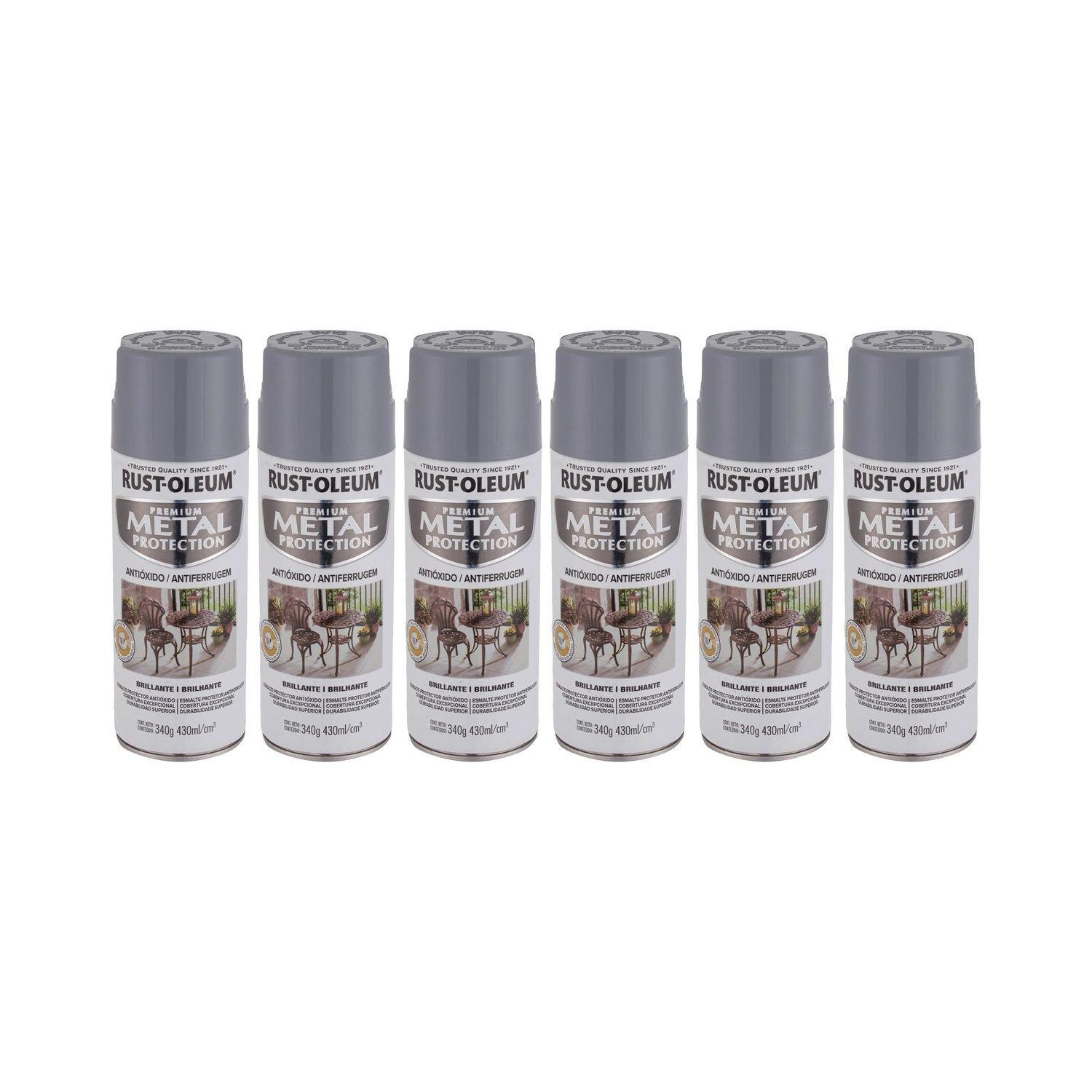 Pack 6 Unid. Pinturas en Spray Metal Protection Anticorrosivo Gris Humo Brillante 340 g 700204-0