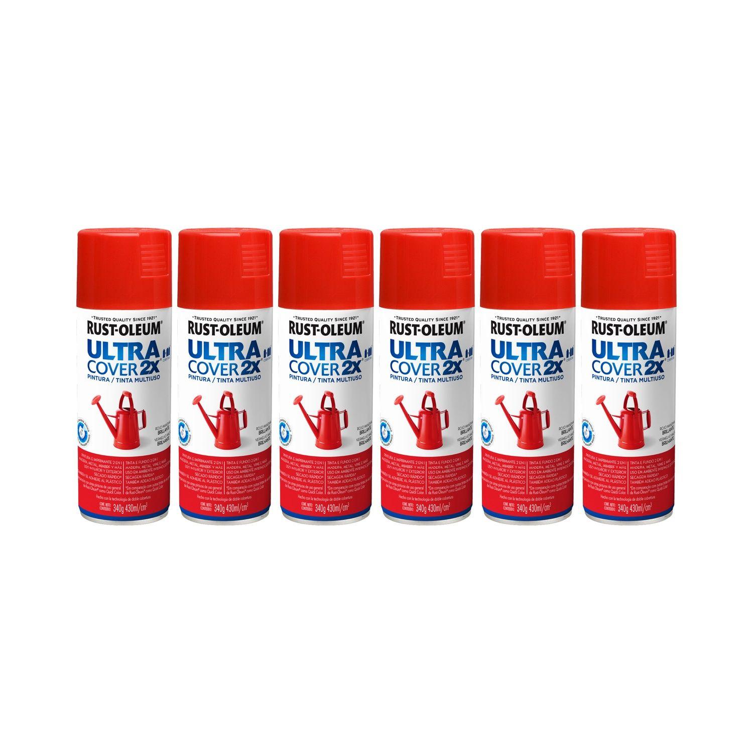 6 Pack Pintura en Spray Ultra Cover 2X Multiuso Rojo Manzana Brillante 340 g 700072-0