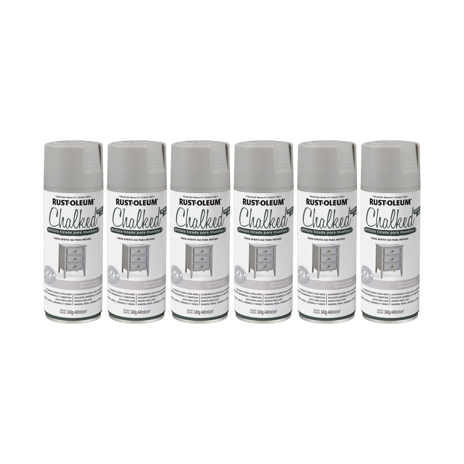 6 Pack Pintura en Spray Tizada para Muebles Chalked Gris Envejecido Ultra Mate 340 g 700111-0