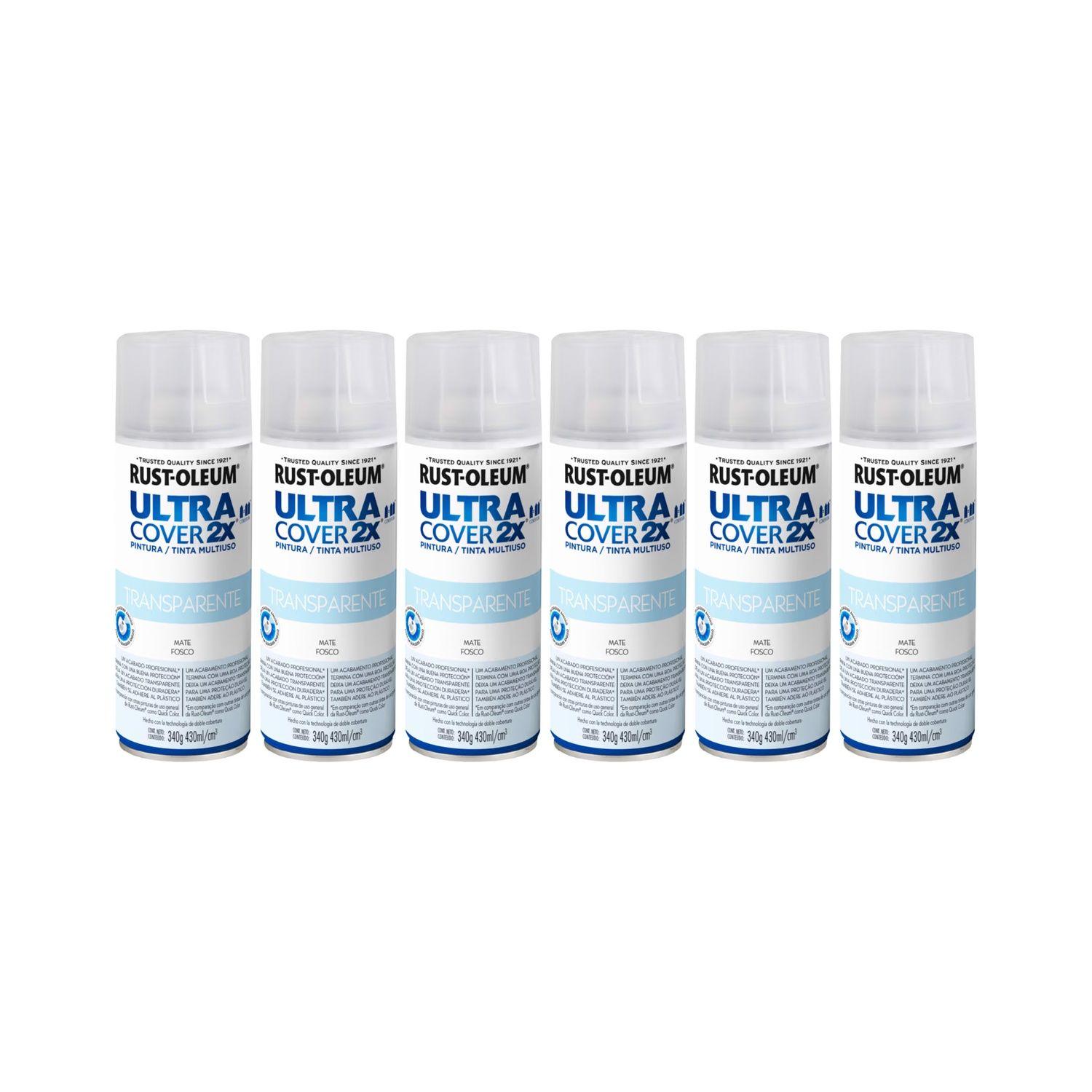 6 Pack Pintura en Spray Ultra Cover 2X Multiuso Transparente Mate 340 g 700038-0