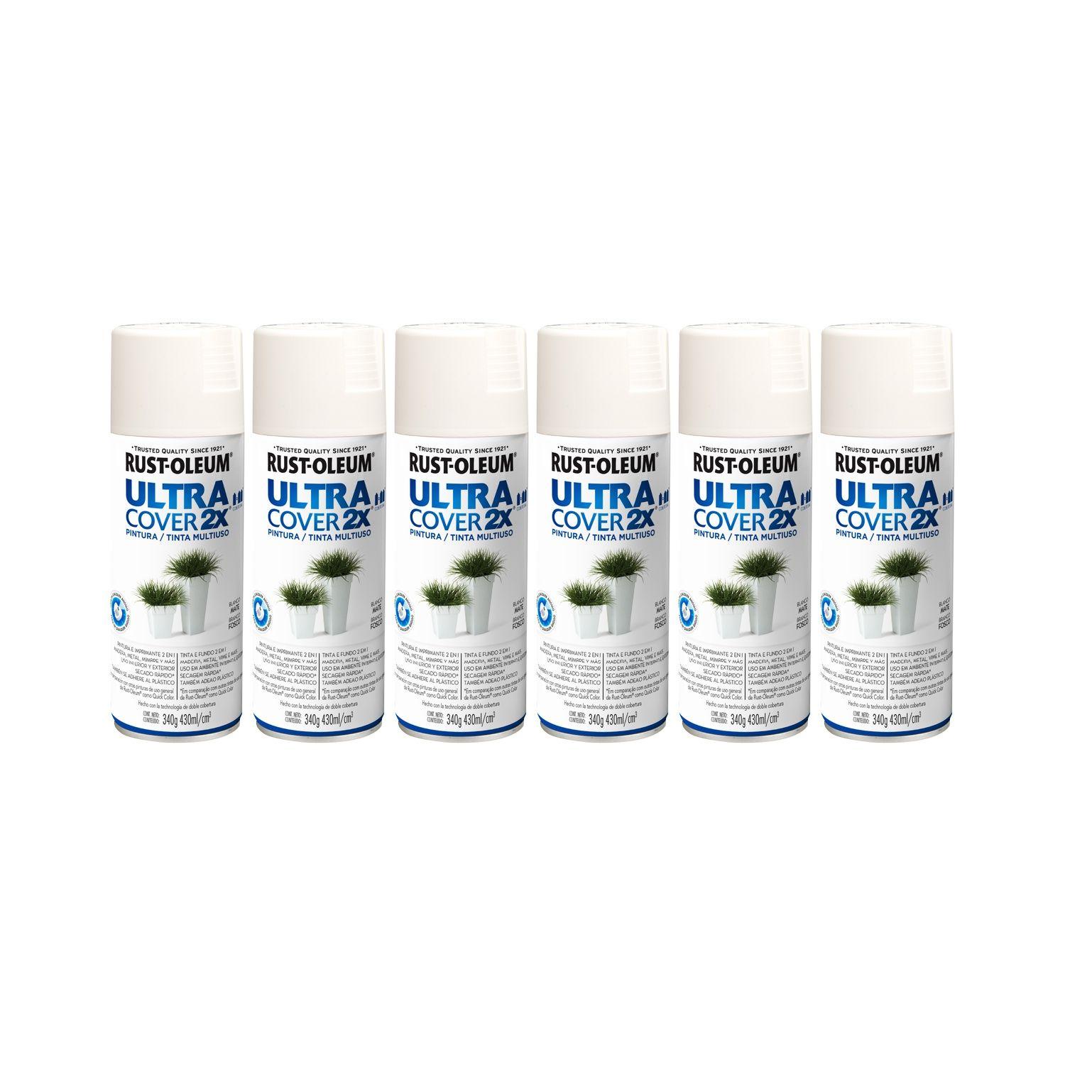 6 Pack Pintura en Spray Ultra Cover 2X Multiuso Blanco Mate 340 g 700039-0