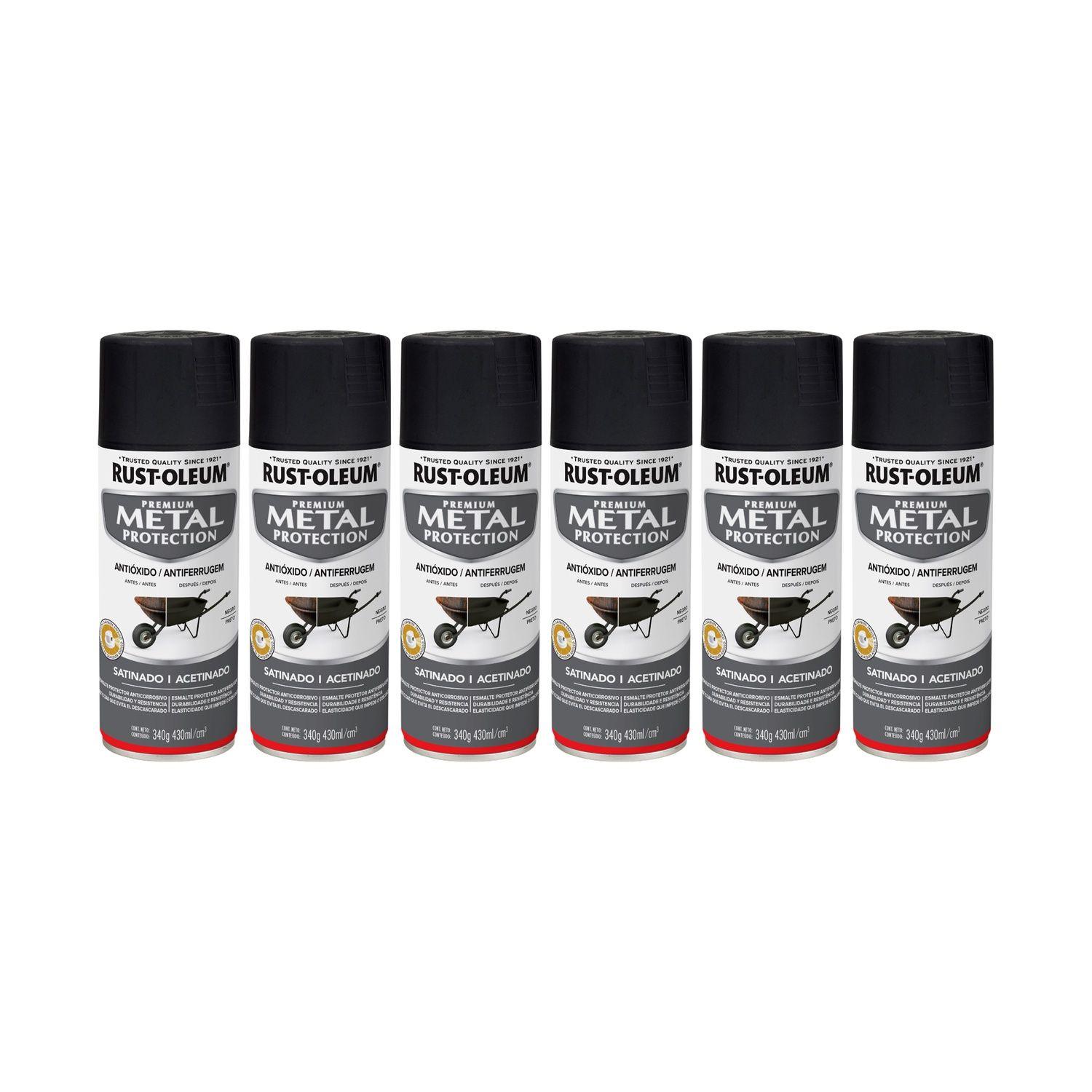 6 Pack Pinturas en Spray Metal Protection Anticorrosivo Negro Satinado 340 g 700195-0