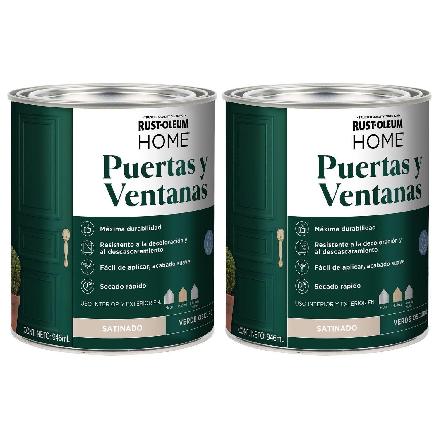 2 Pinturas Puertas y Ventanas Interior-Exterior Verde Oscuro 946 ml 700282-0