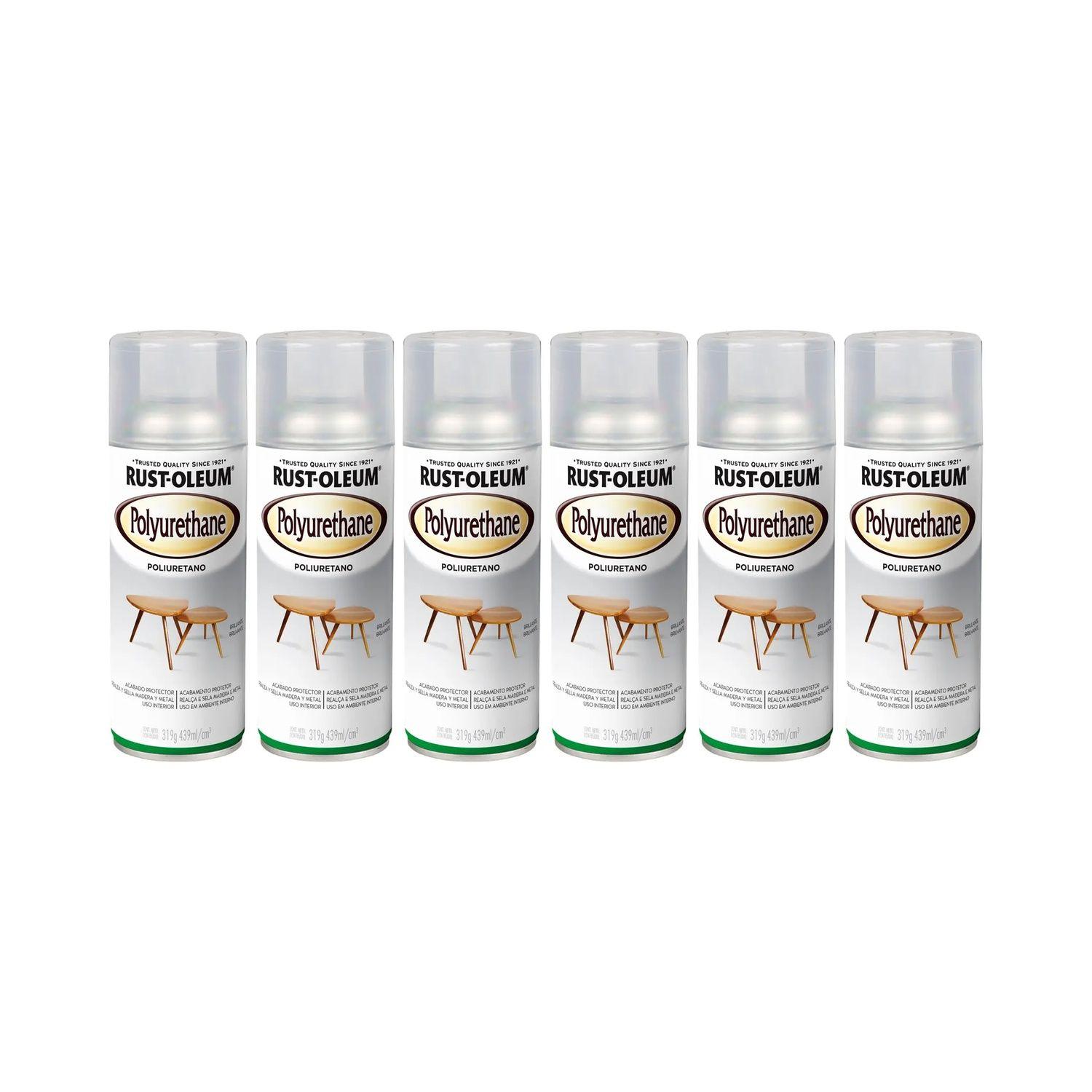 6 Pack Pintura en Spray Poliuretano Transparente Brillante 312 g 700169-0