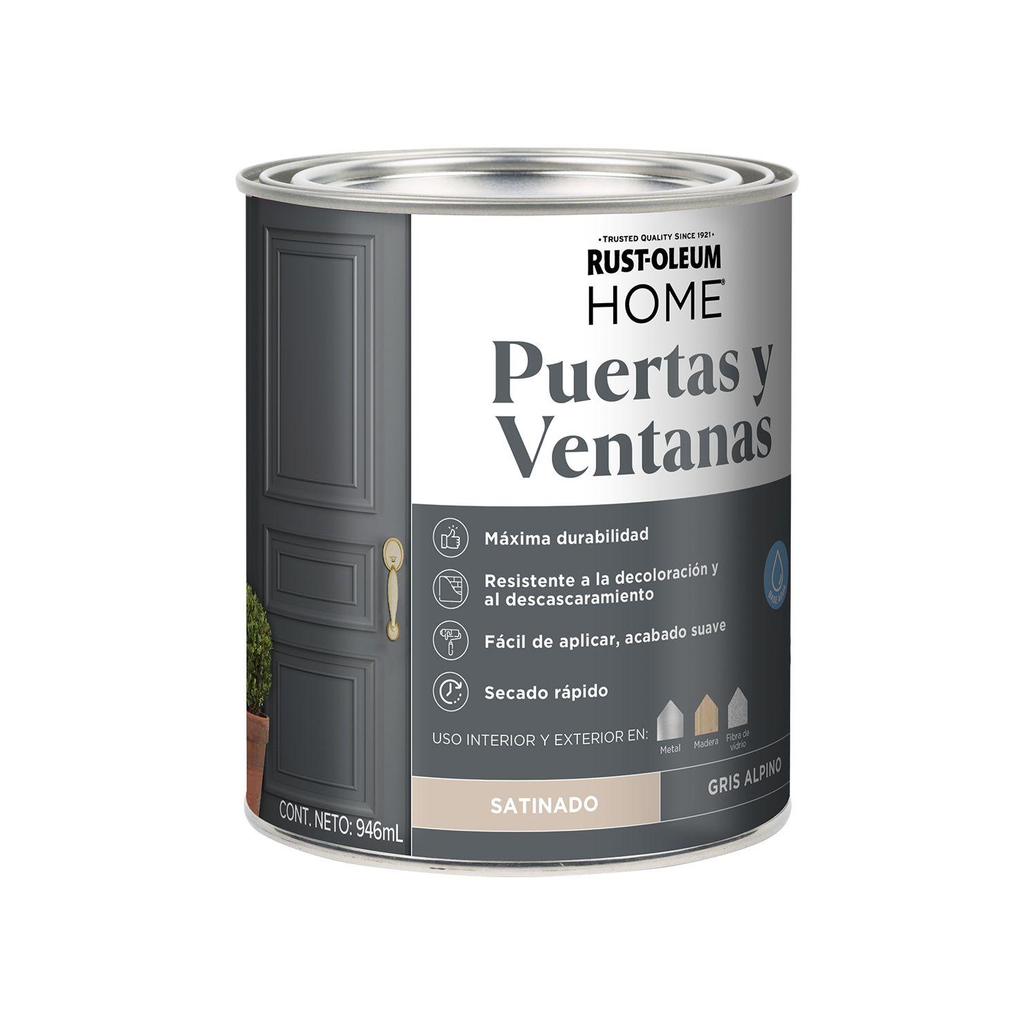 2 Pack Pinturas para Puertas y Ventanas Interior y Exteriror Gris Alpino Satinado 946 ml 700280-1