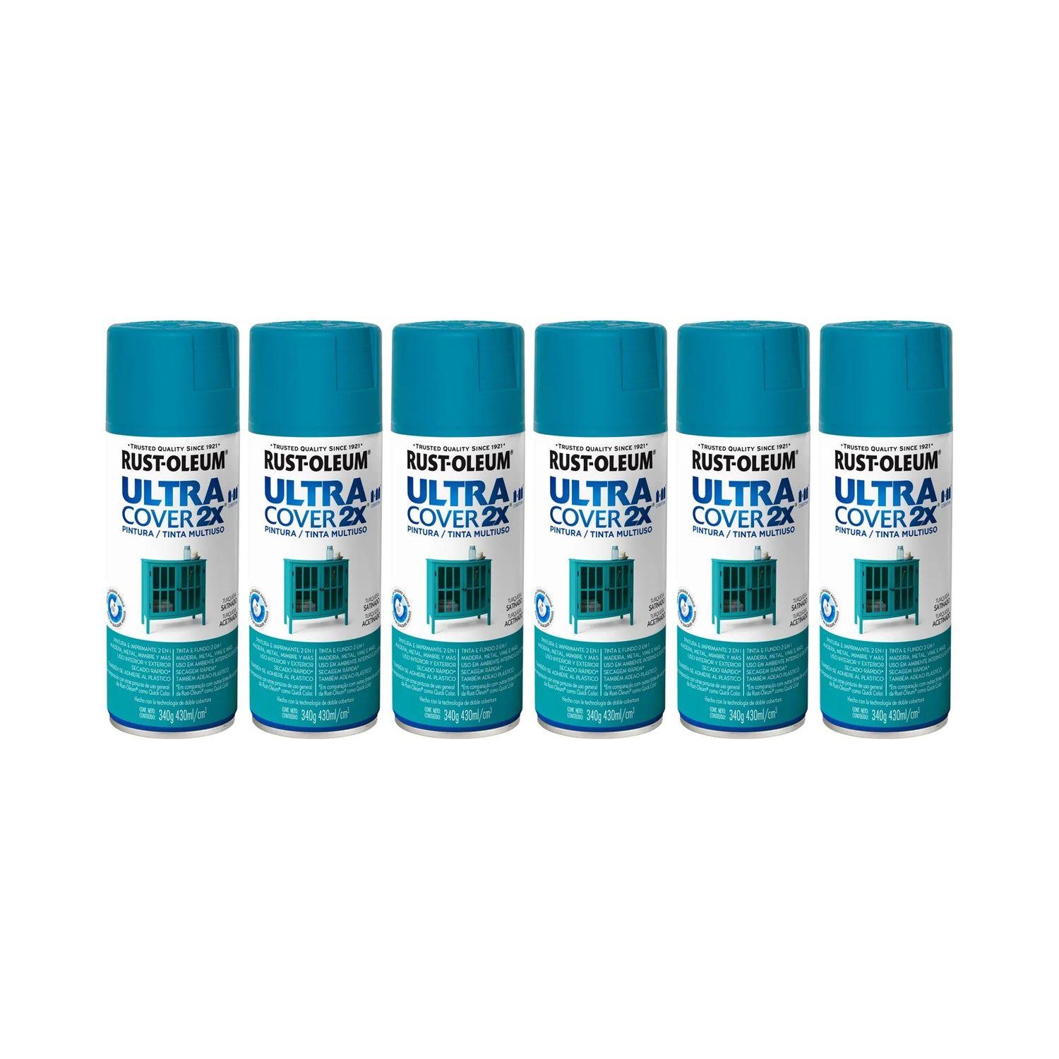 6 Pack Pinturas en Spray Ultra Cover 2X Multiuso Turquesa Satinado 340 g 700051-0