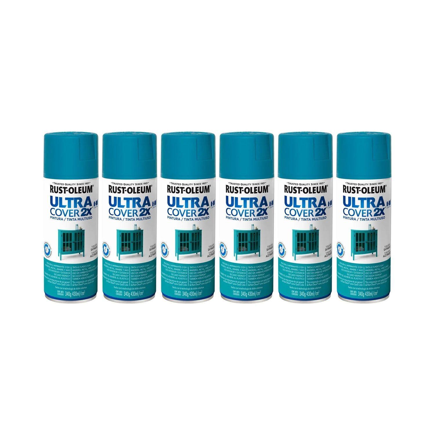 Pack 6 Unid. Pinturas en Spray Ultra Cover 2X Multiuso Turquesa Satinado 340 g 700051-0