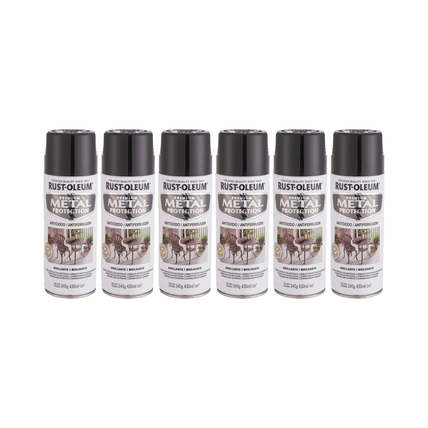 Pack 6 Unid. Pintura en Spray Metal Protection Anticorrosivo Negro Brillante 340 g 700202-0