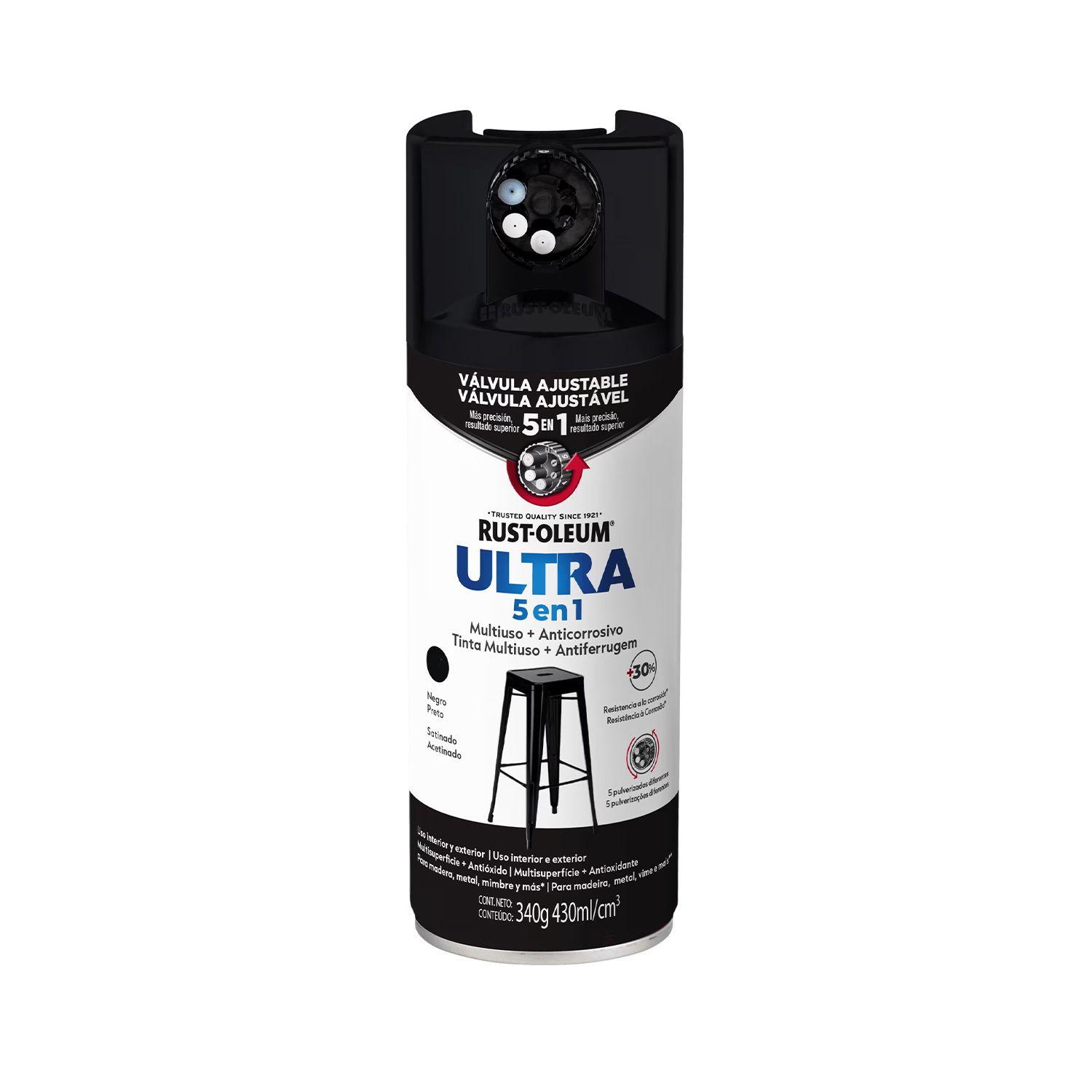 6 Pack Pintura en Spray Ultra 5 en 1 Multisuperficie Anticorrosiva Negro Satinado 340 g 700003-1