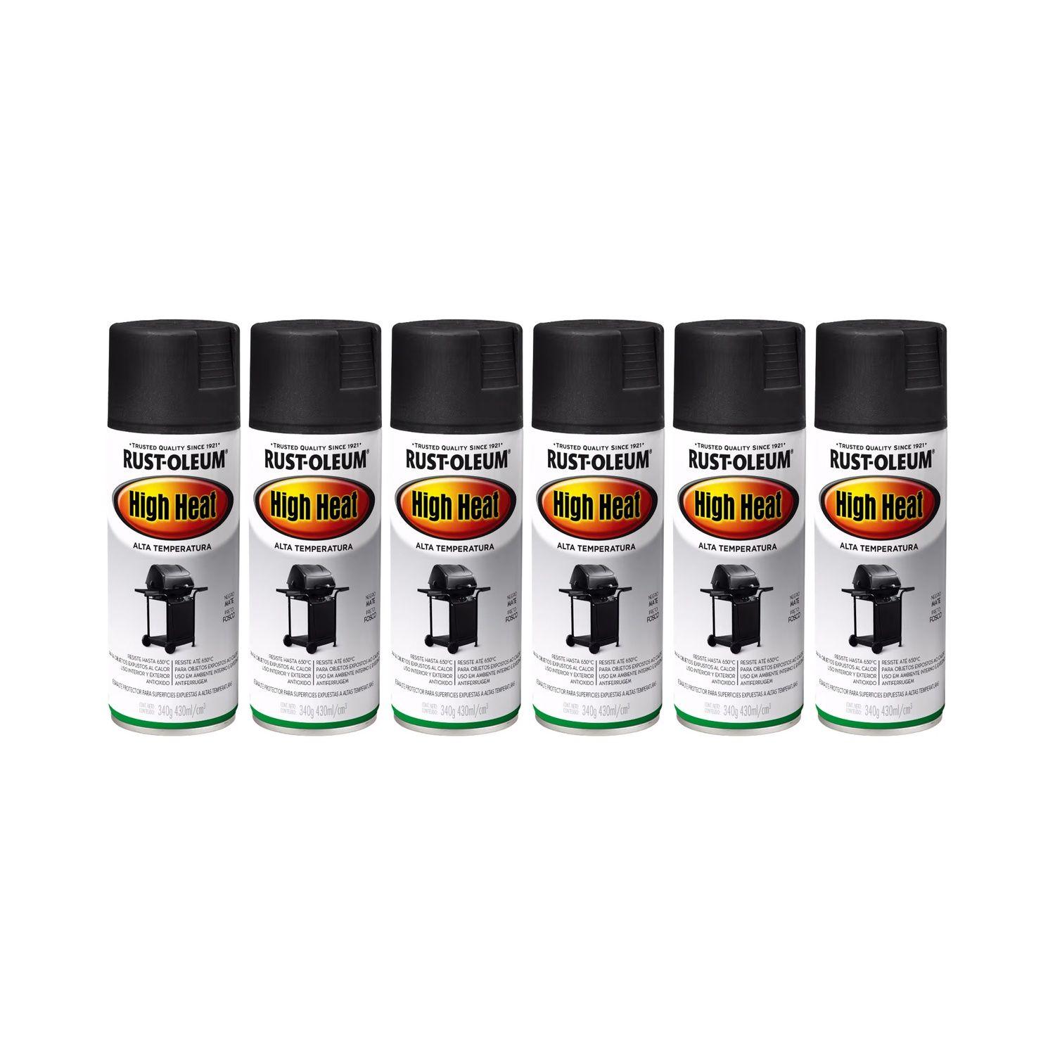 6 Pack Pinturas en Spray Automotive Alta Temperatura Negro Mate 340 g 700231-0