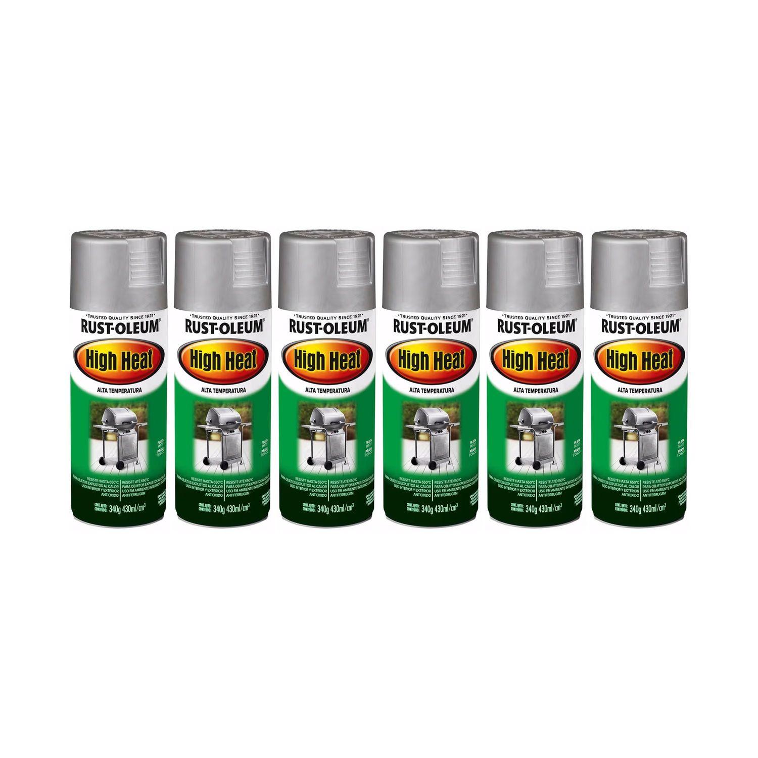 6 Pack Pinturas en Spray High Heat Alta Temperatura Plata Mate 340 g 700175-0