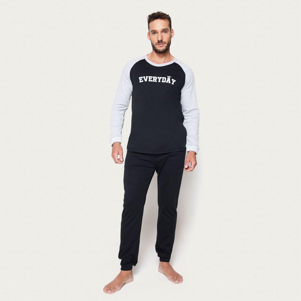 Pijama Largo Algodón 8239bneg Hombre Palmers-0