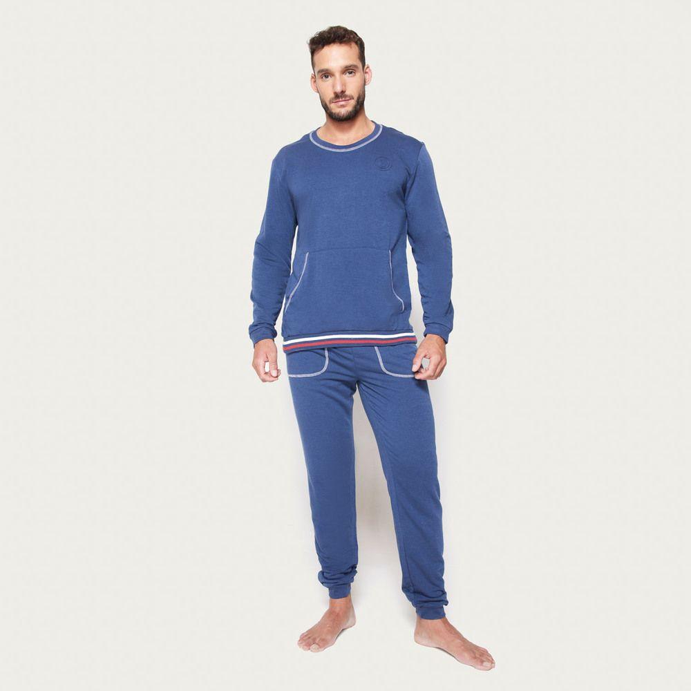 Pijama Hombre Largo Algodón French Palmers 8238BAZU-0