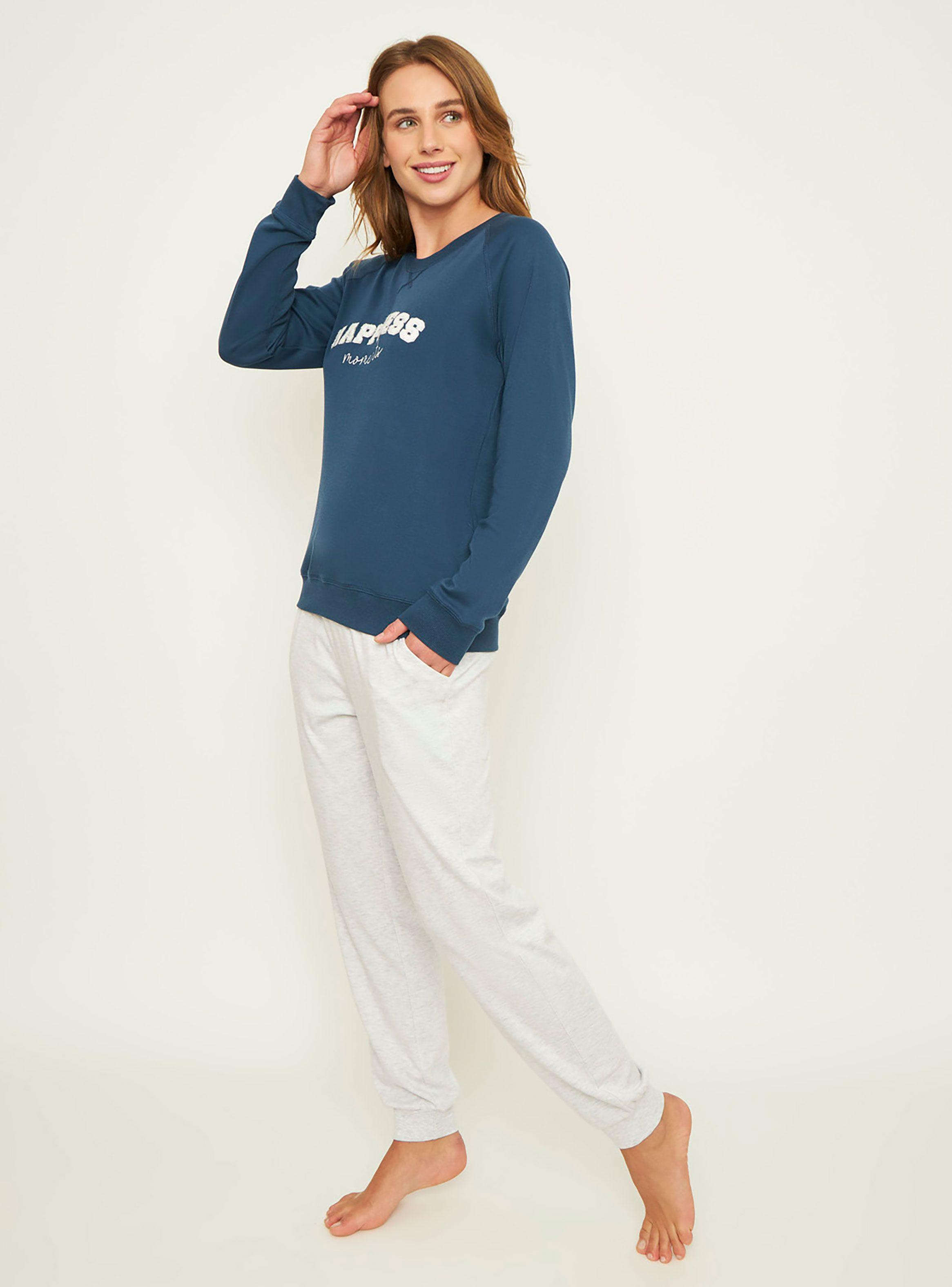 Pijama Mujer Largo Algodón Interlock Palmers 6020BAZU-1
