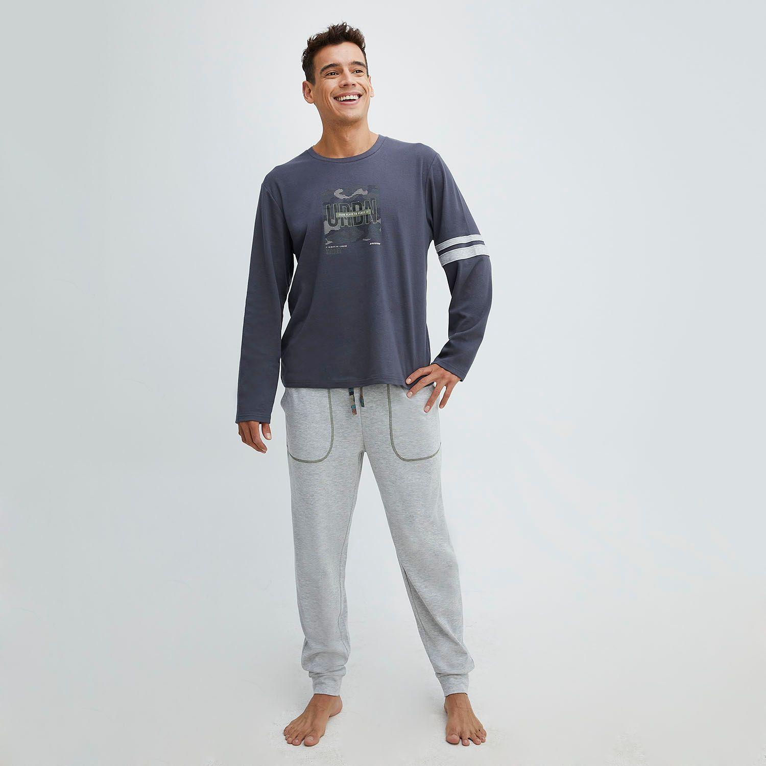 Pijama Hombre Largo Algodón Interlock Palmers 8J221GRI-0