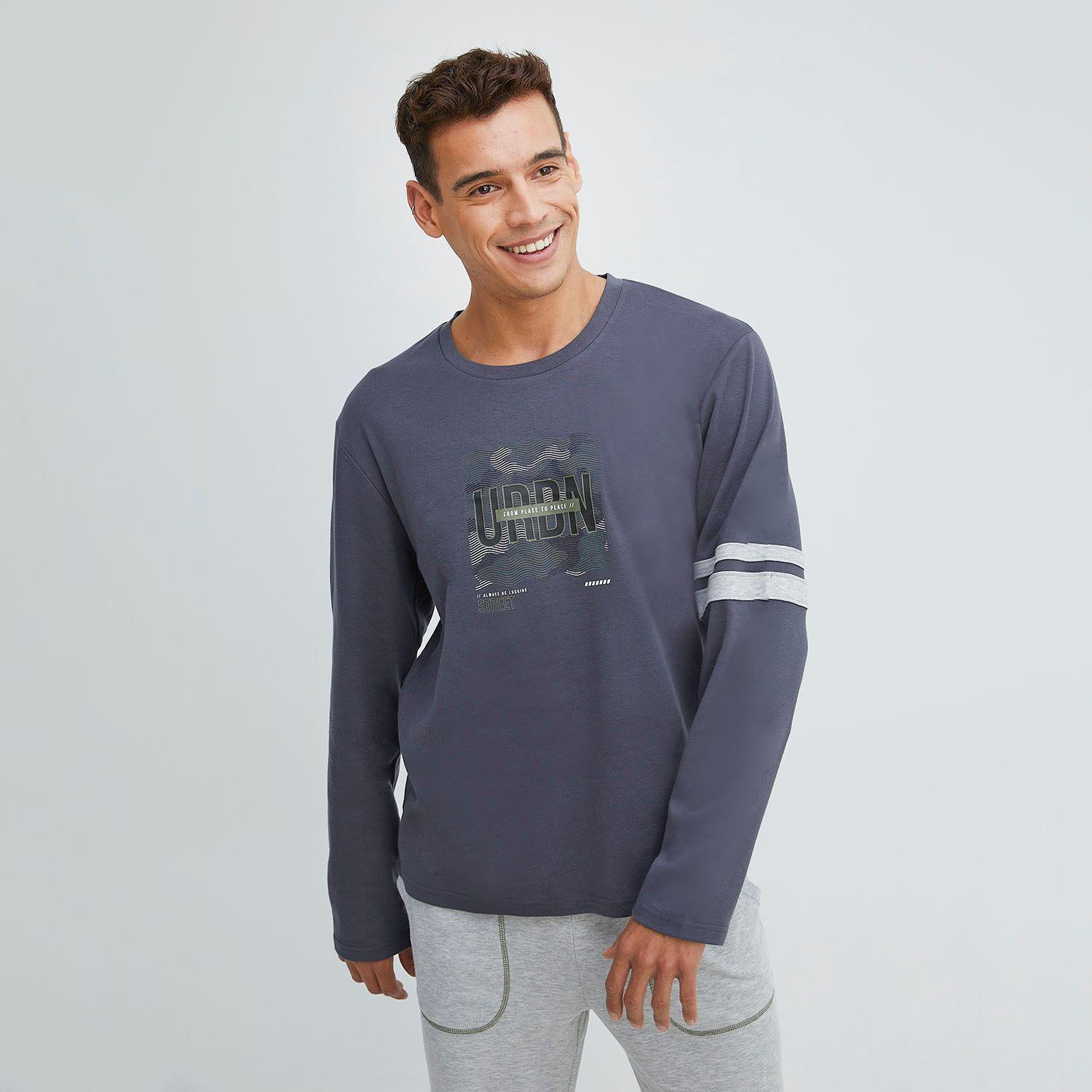 Pijama Hombre Largo Algodón Interlock Palmers 8J221GRI-2