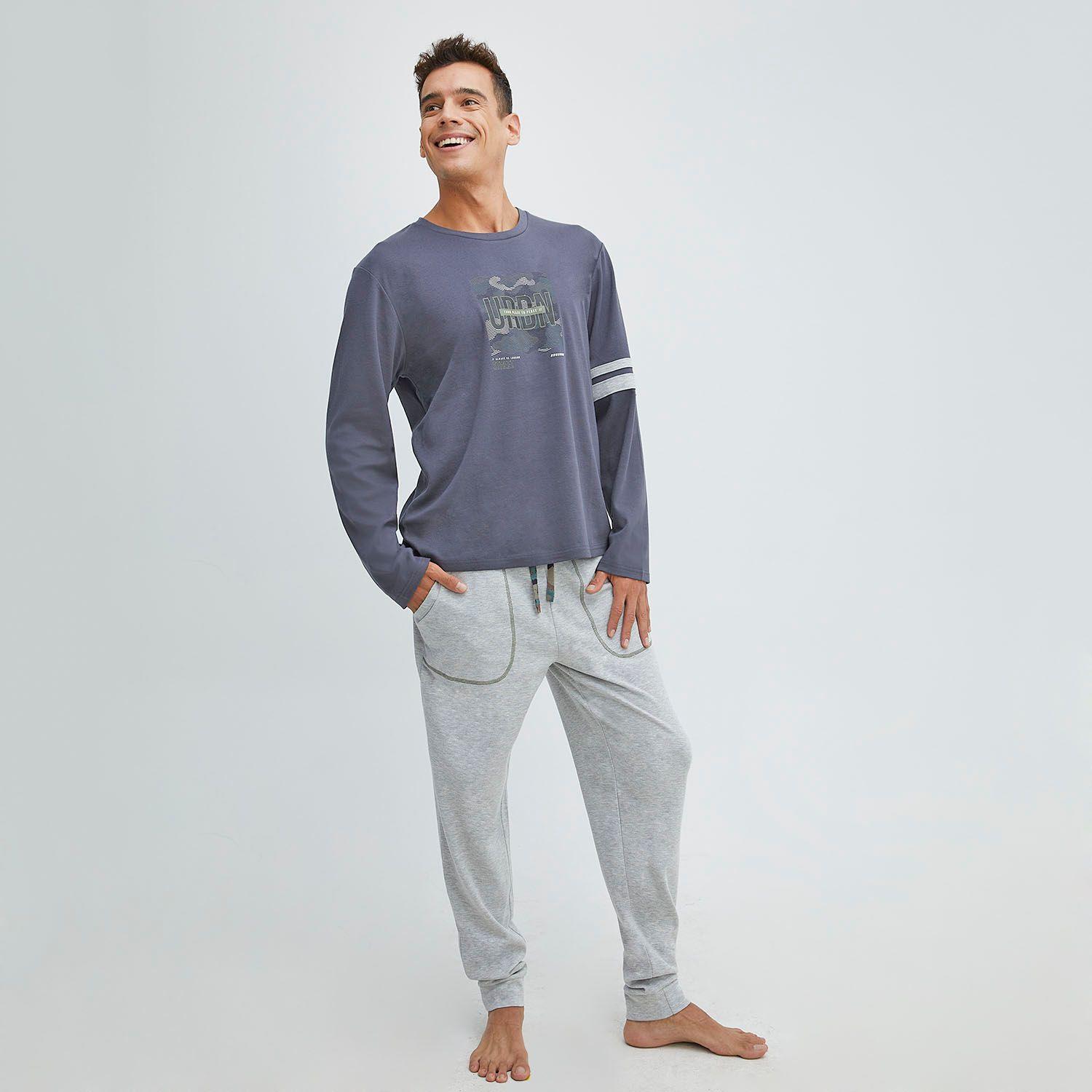 Pijama Hombre Largo Algodón Interlock Palmers 8J221GRI-6