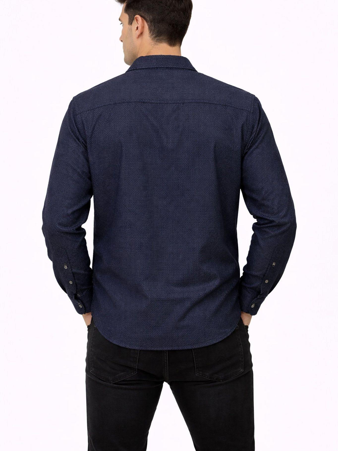 Camisa manga larga con textura ponte Azul Karl-2