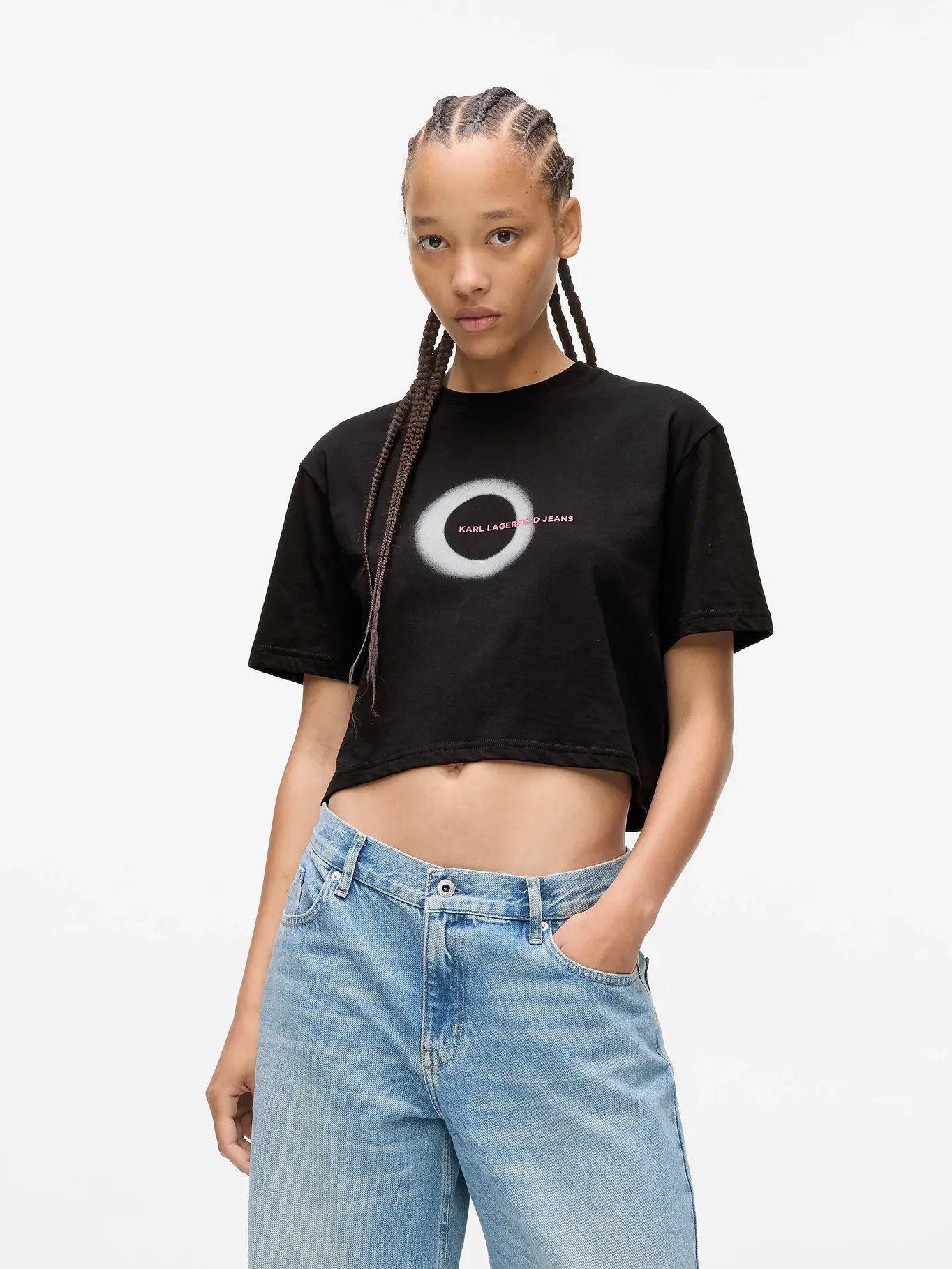 Polera boxy con gráfico eclipse Negro Karl Lagerfeld-0