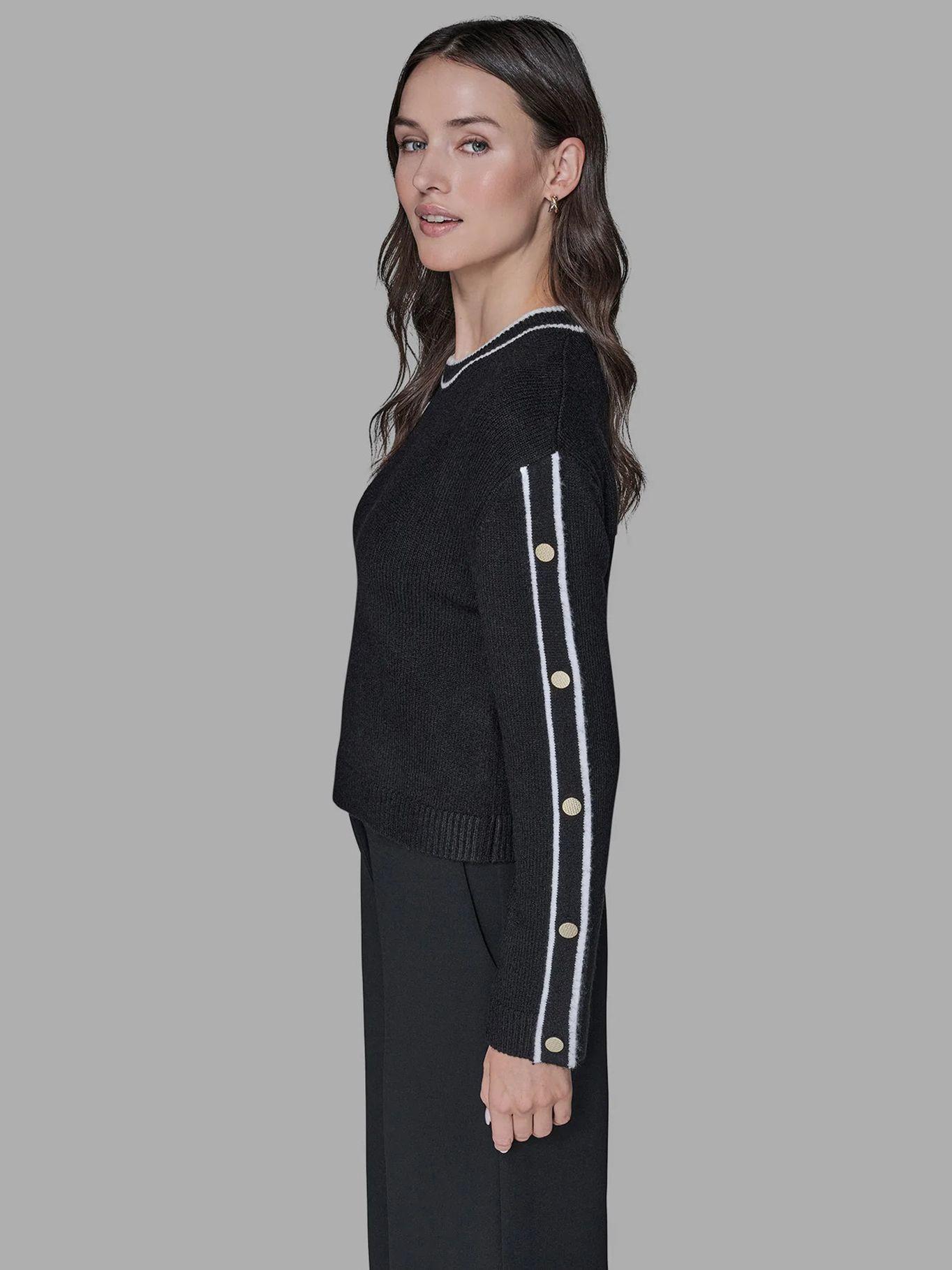 Sweater con botones en las mangas Negro Karl Lagerfeld-4