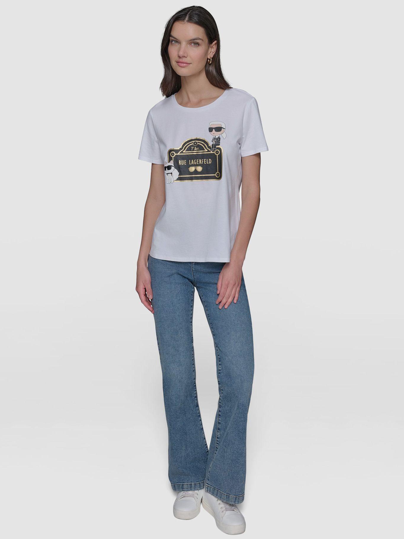 Polera estampado Rue Lagerfeld Blanco Karl Lagerfeld-1