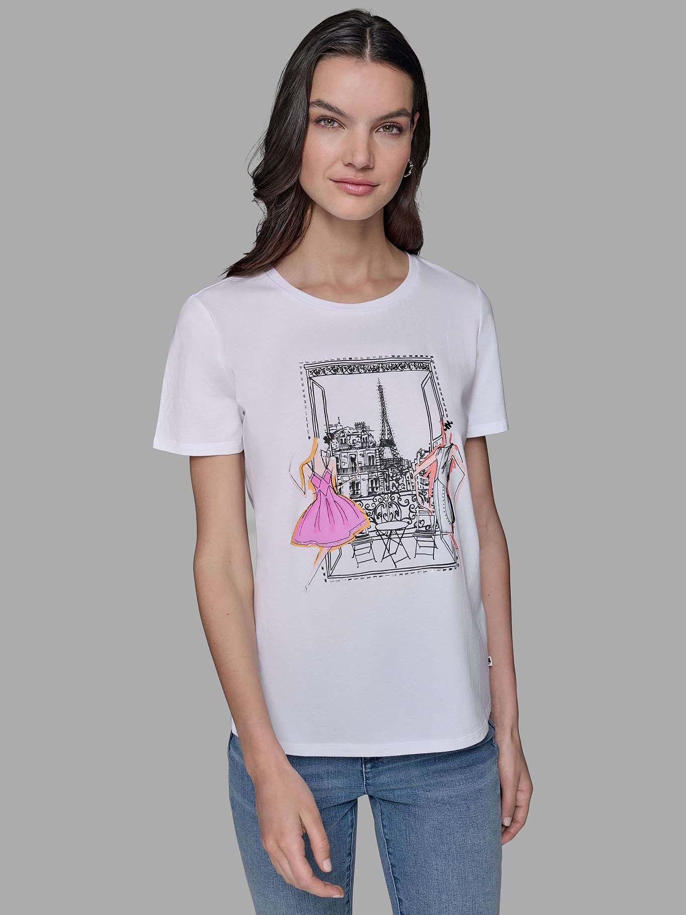 Polera de escena de parisina Blanco Karl Lagerfeld-0