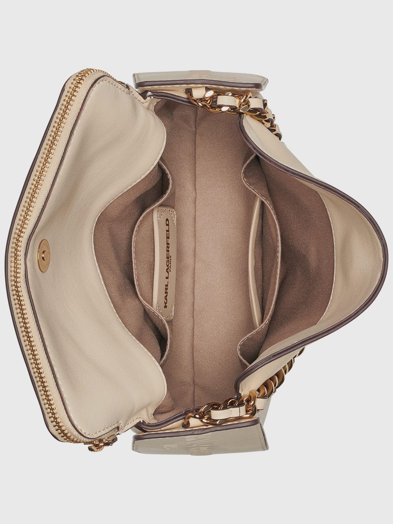 Cartera cruzada de cuero Crema Karl Lagerfeld-2