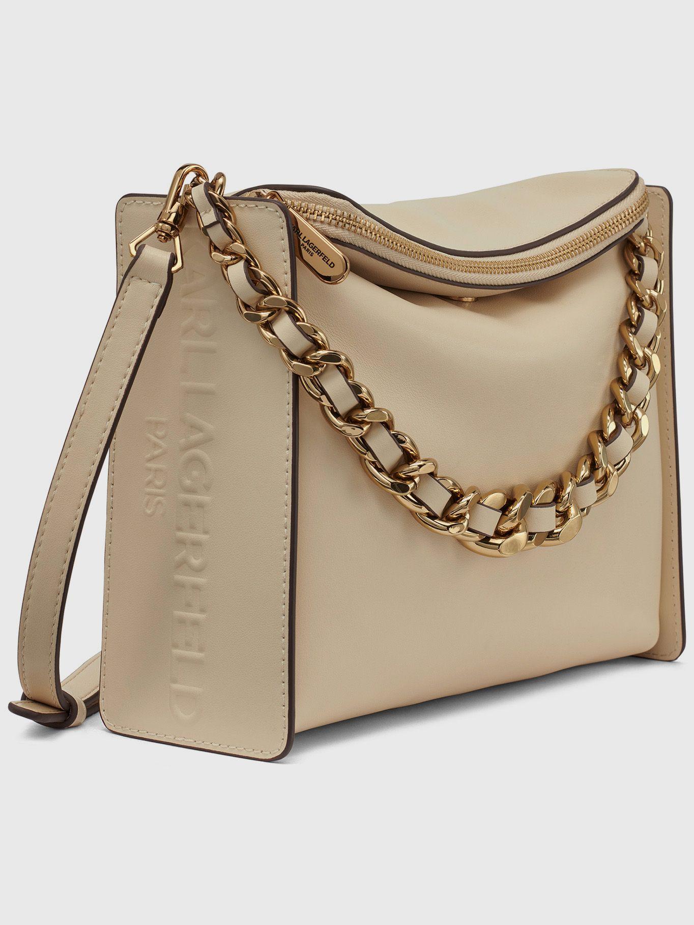 Cartera cruzada de cuero Crema Karl Lagerfeld-4