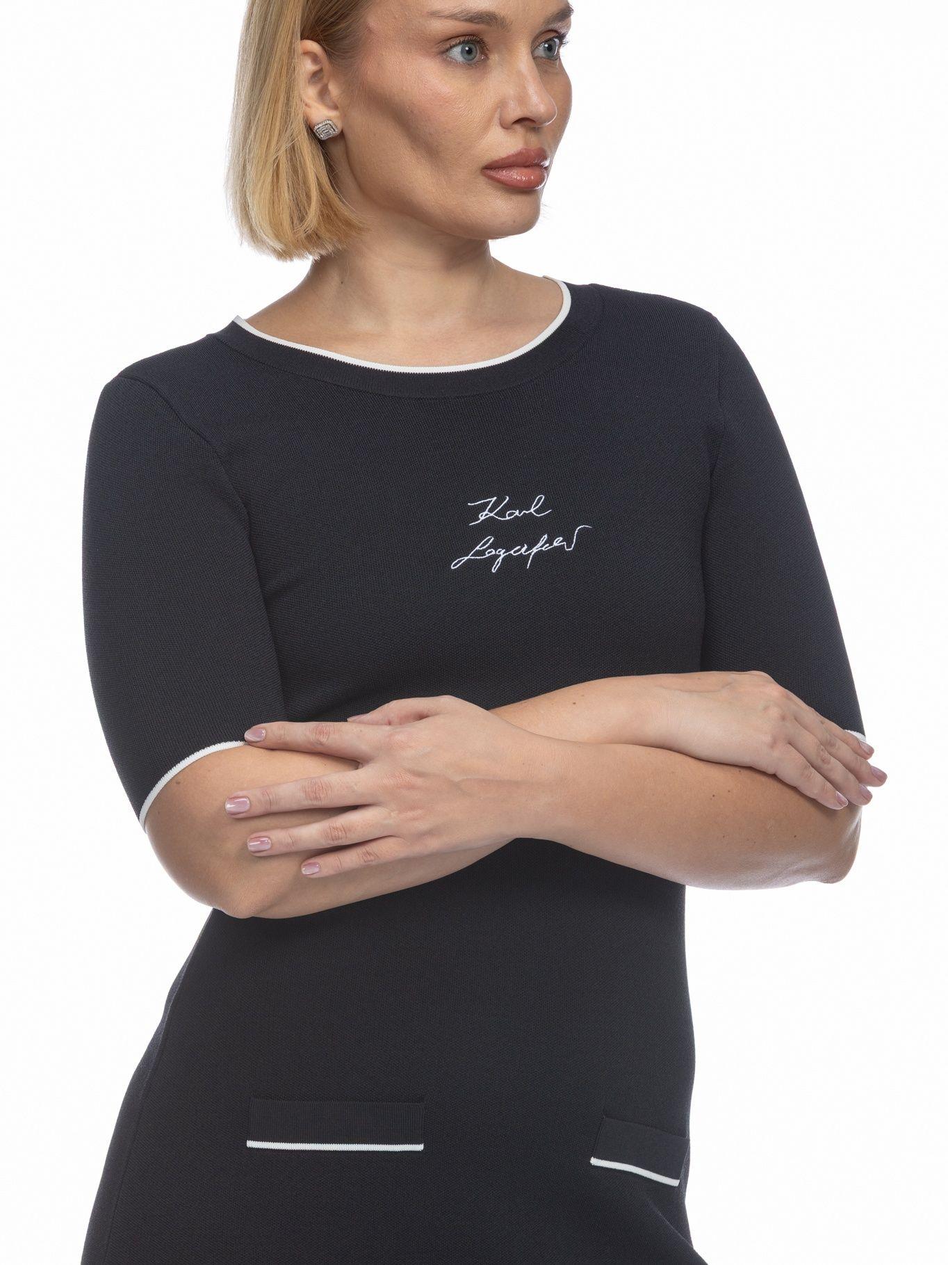 Vestido de punto de manga corta Negro Karl Lagerfeld-2