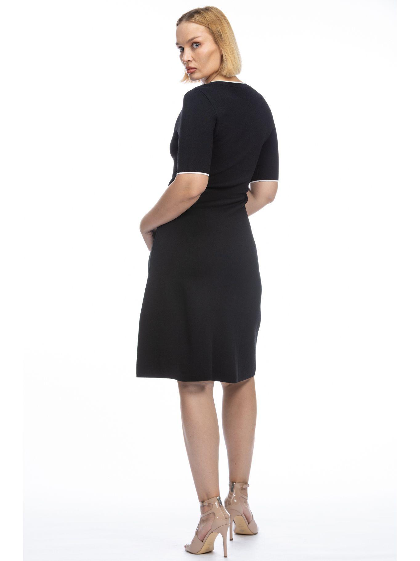 Vestido de punto de manga corta Negro Karl Lagerfeld-4
