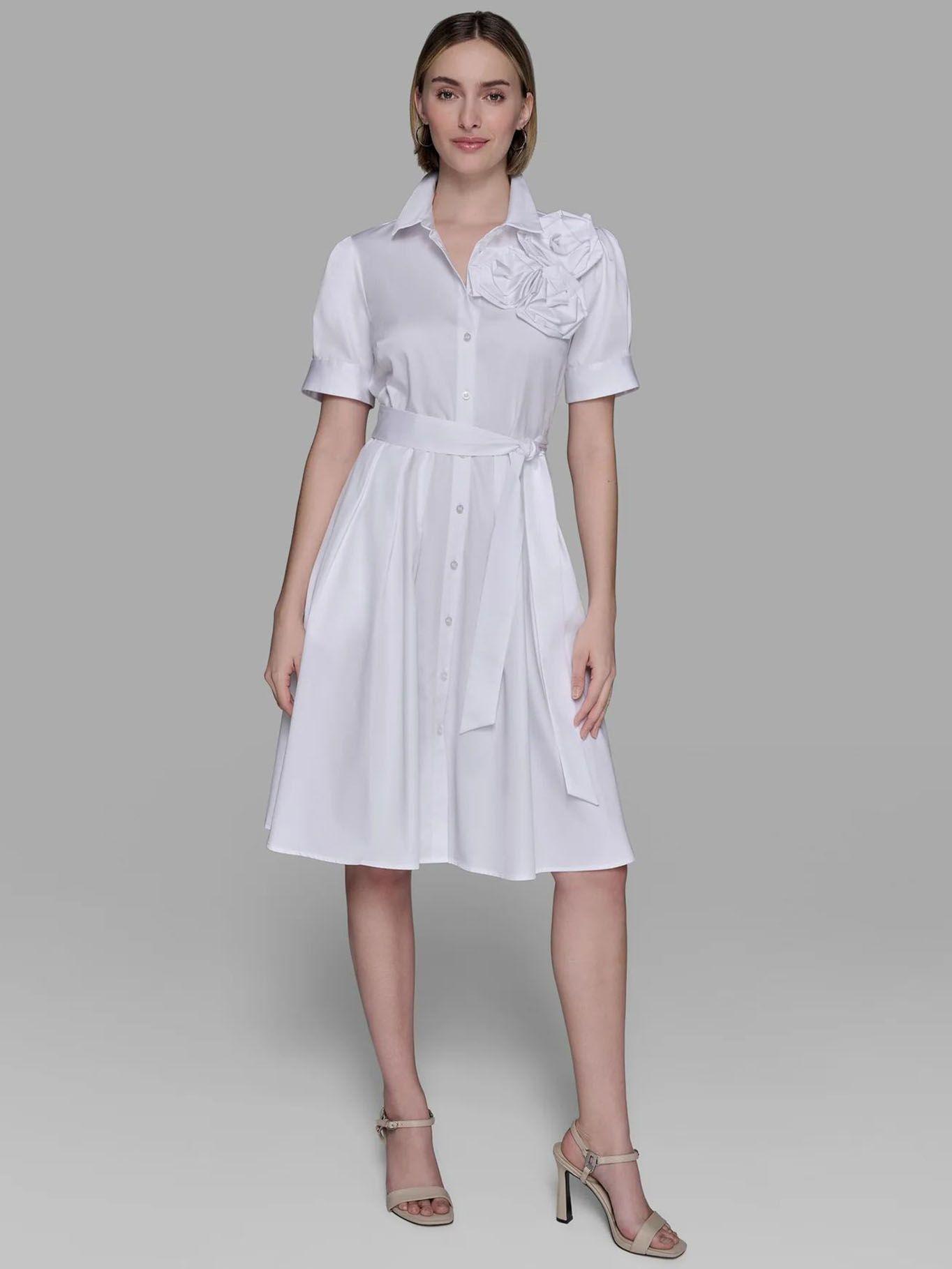 Vestido camisero floral Blanco Karl Lagerfeld-0