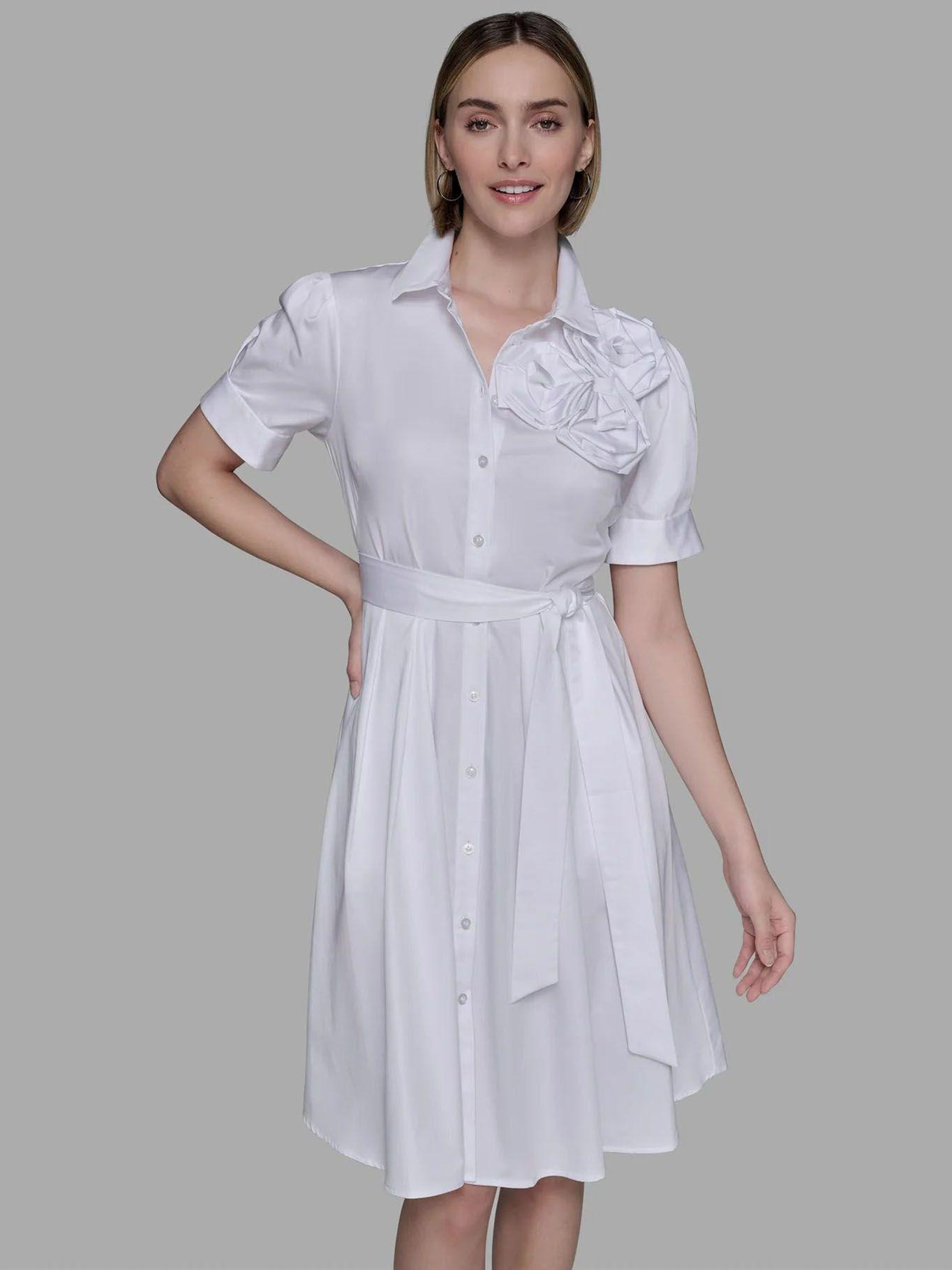 Vestido camisero floral Blanco Karl Lagerfeld-3