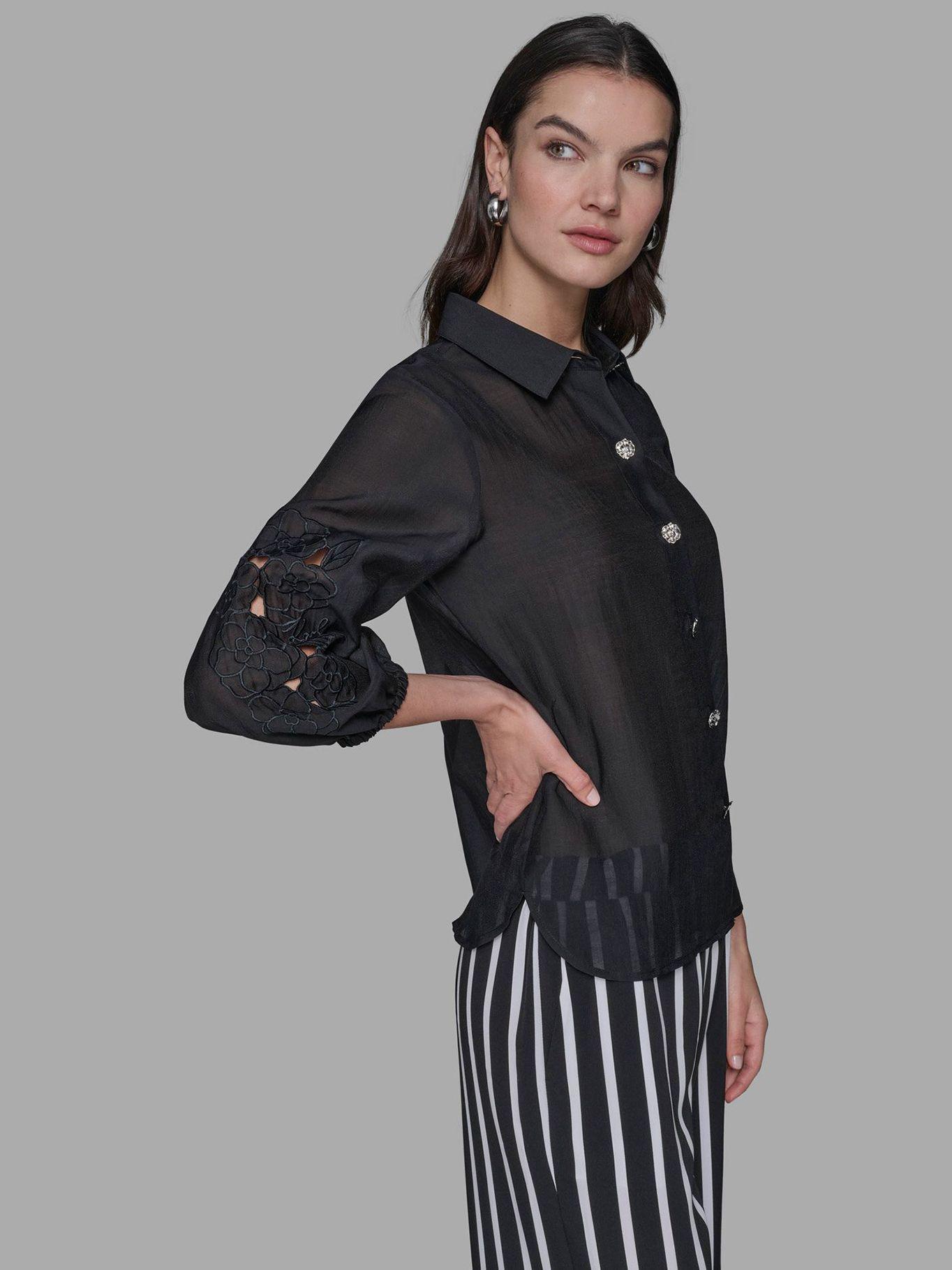 Blusa con diseño floral Negro Karl Lagerfeld-3