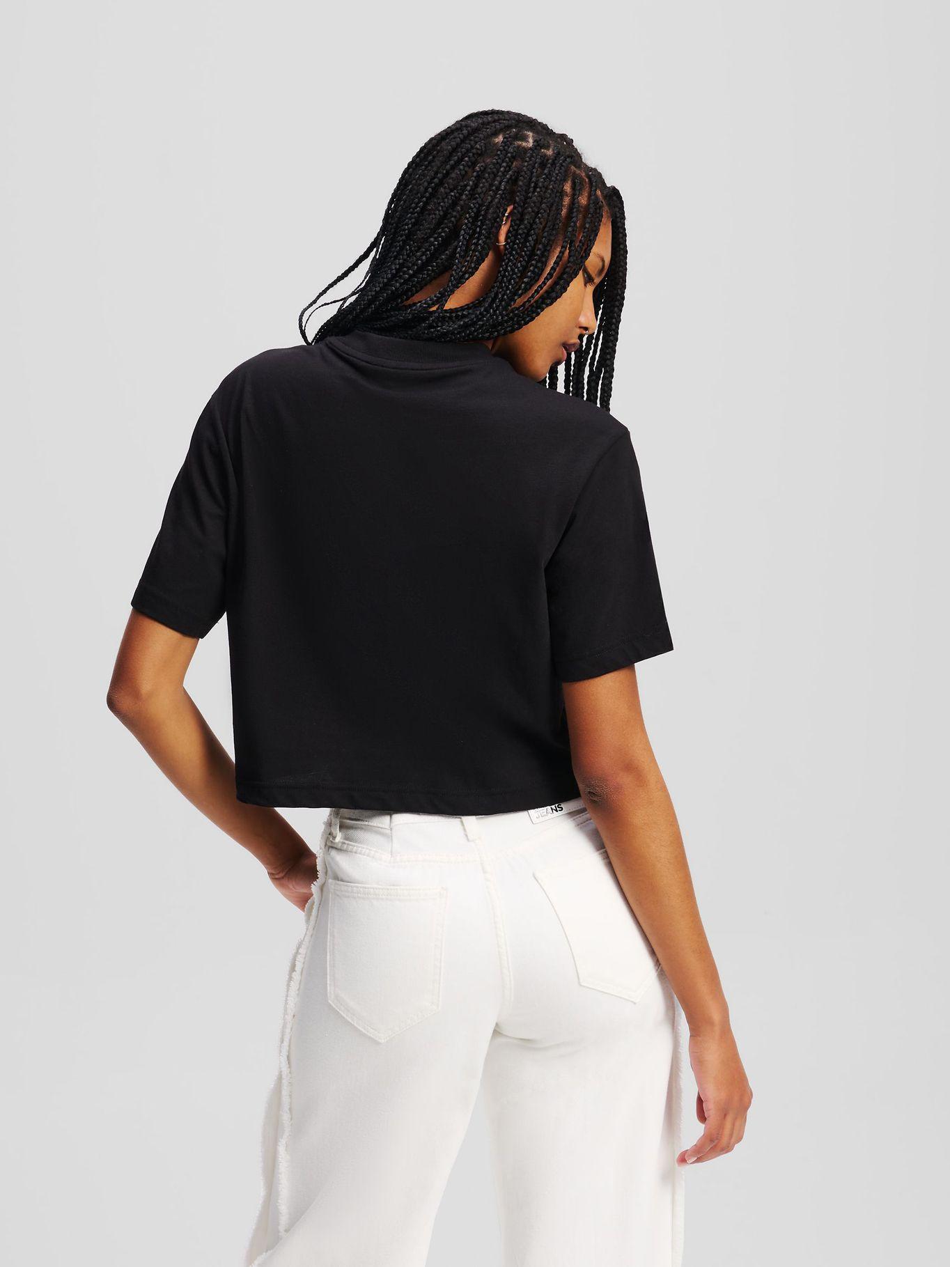 Polera cropped con monograma Negro Karl Lagerfeld-2