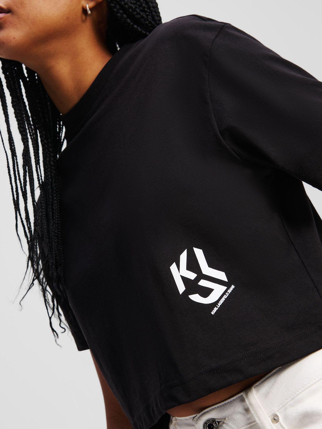 Polera cropped con monograma Negro Karl Lagerfeld-3