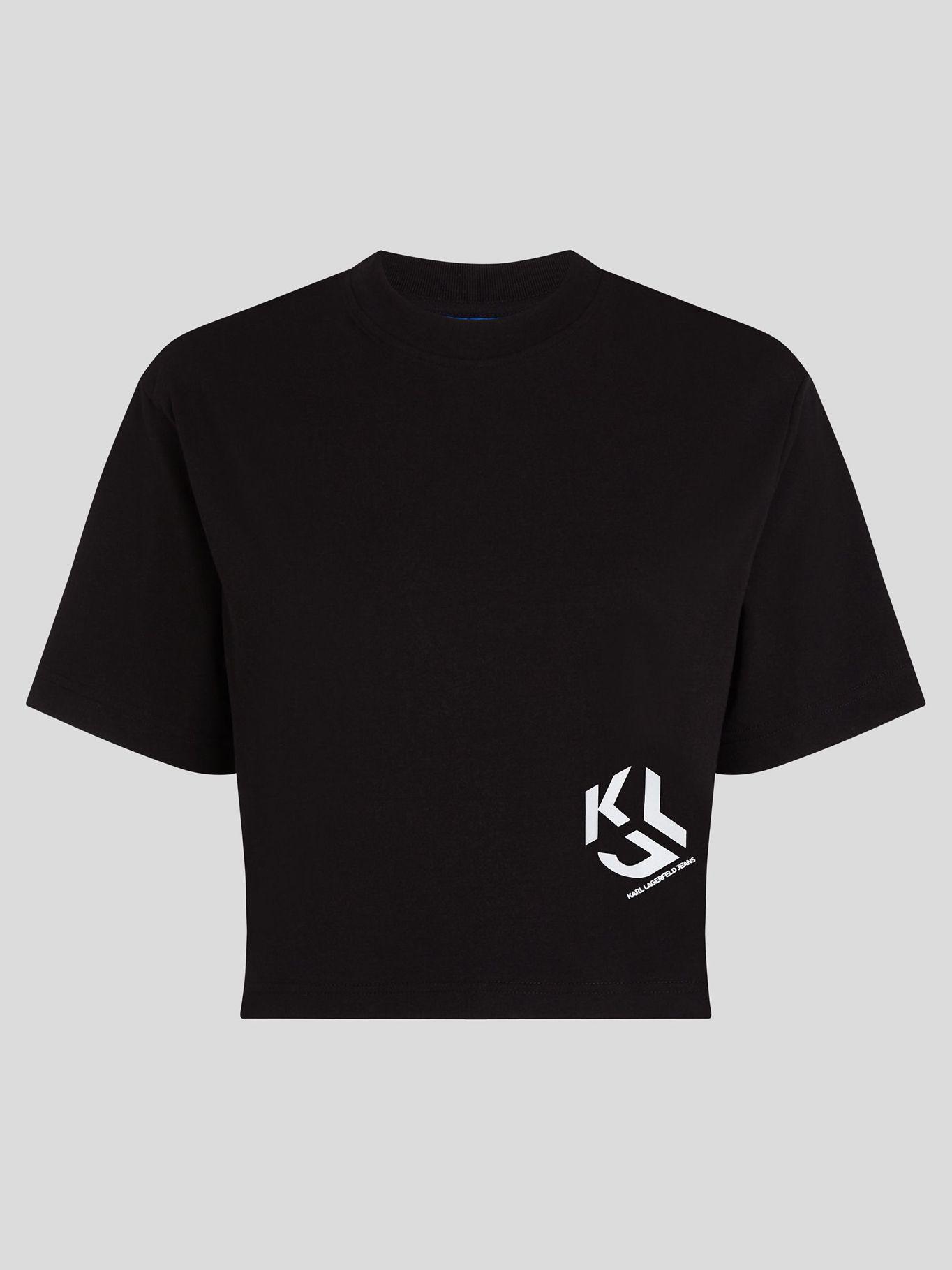 Polera cropped con monograma Negro Karl Lagerfeld-4
