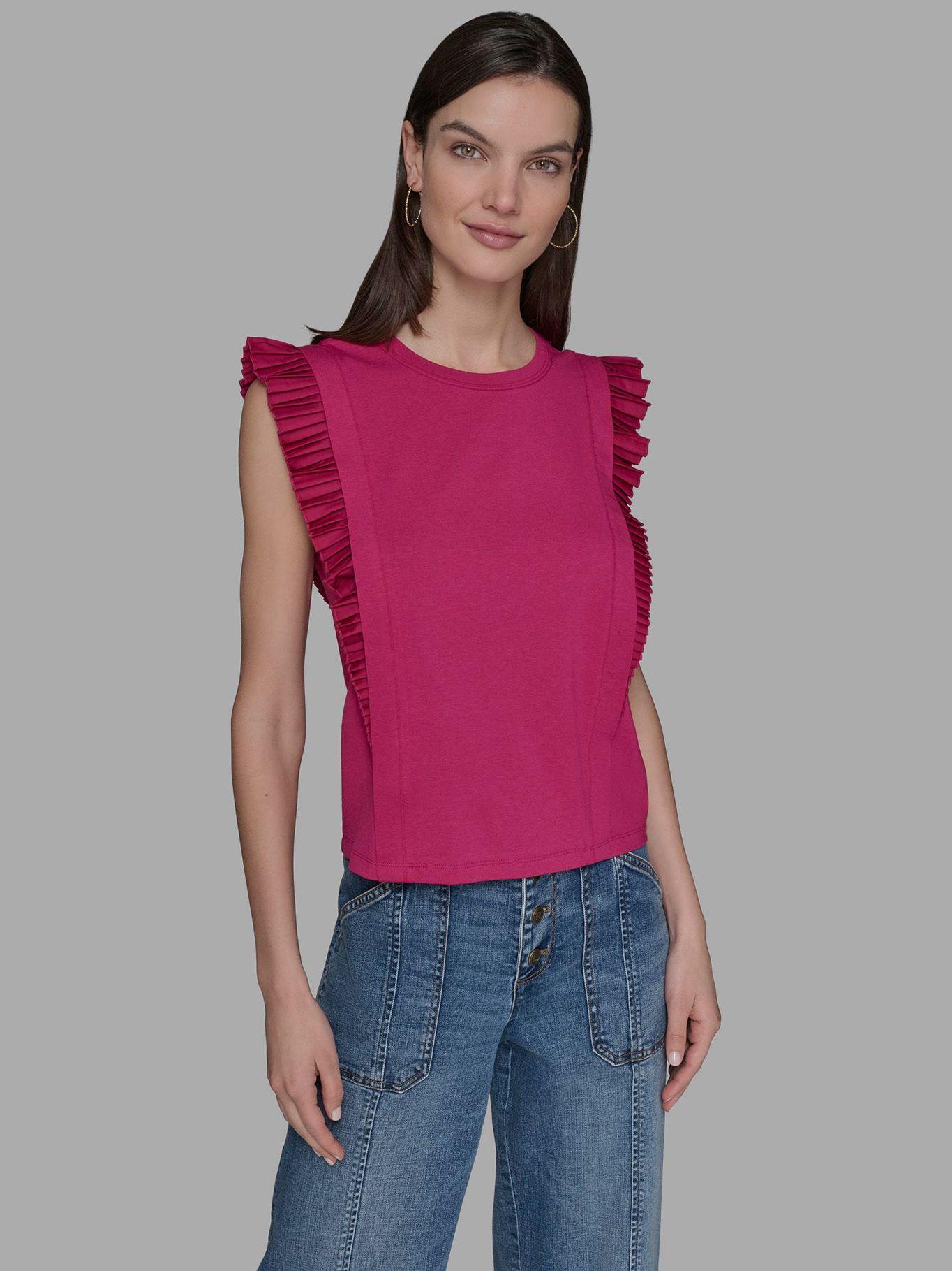 Top de punto con mangas volantes Azul Karl Lagerfeld-0