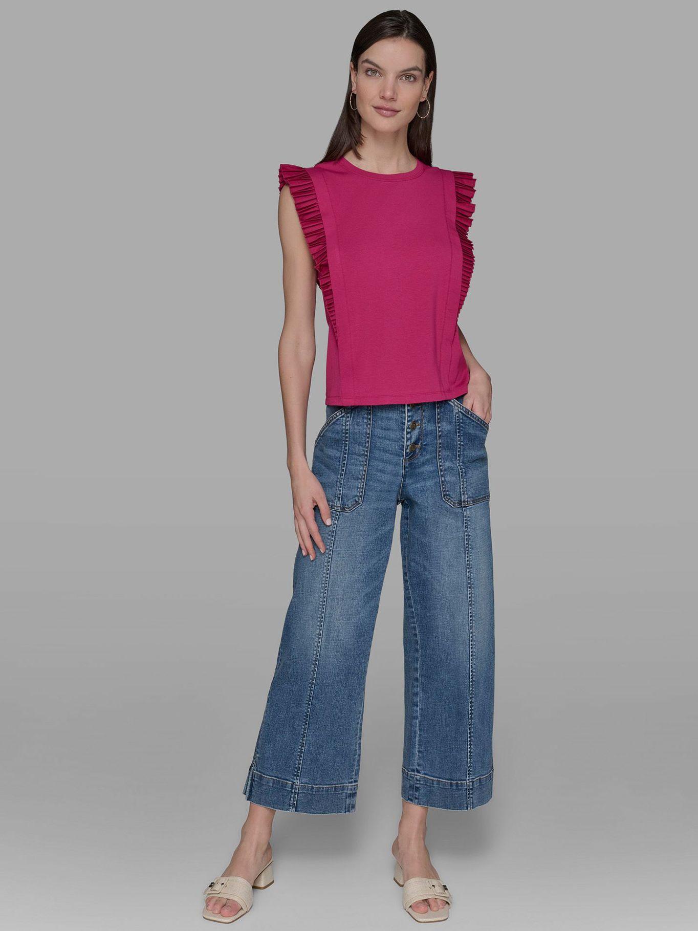 Top de punto con mangas volantes Azul Karl Lagerfeld-1