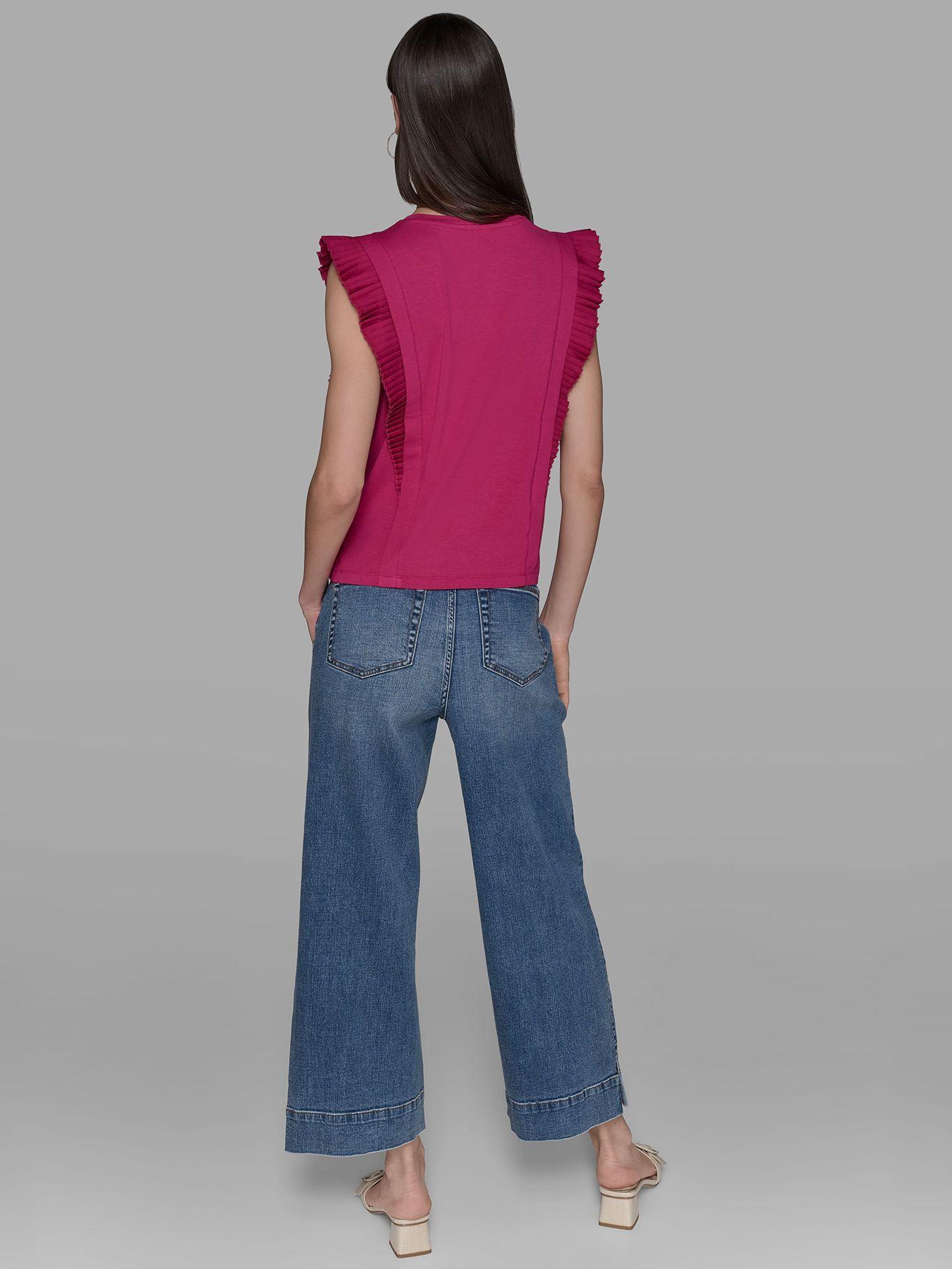 Top de punto con mangas volantes Azul Karl Lagerfeld-2