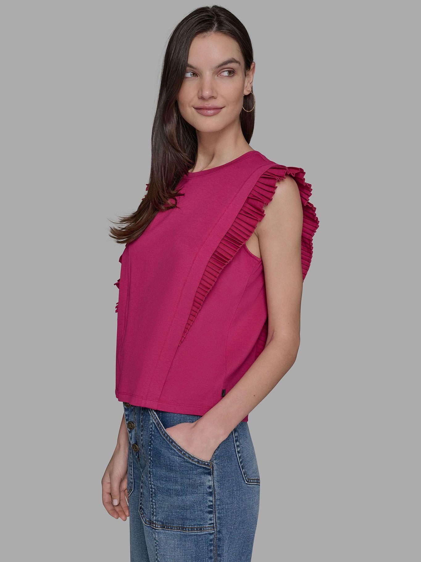 Top de punto con mangas volantes Azul Karl Lagerfeld-3