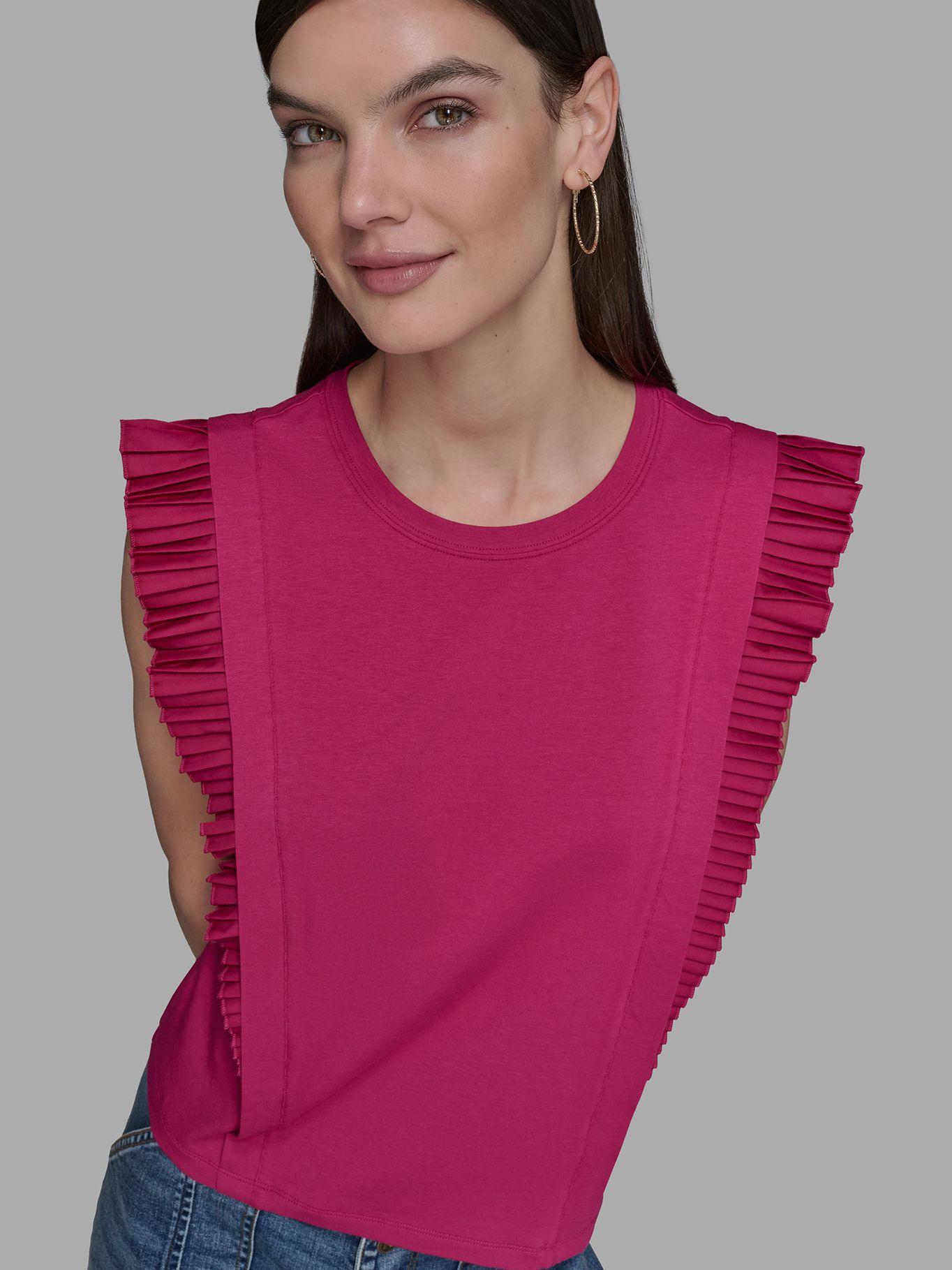 Top de punto con mangas volantes Azul Karl Lagerfeld-4