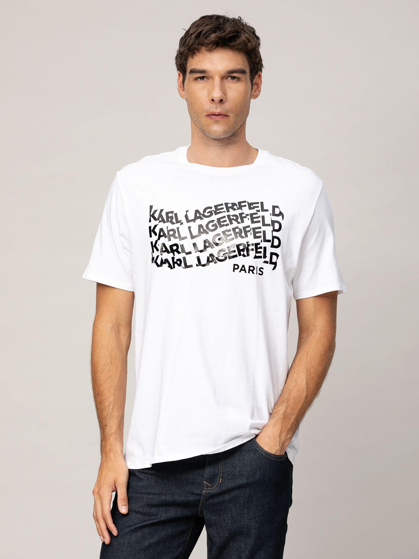 Polera estampado gráfico logo en efecto ola Blanco-0