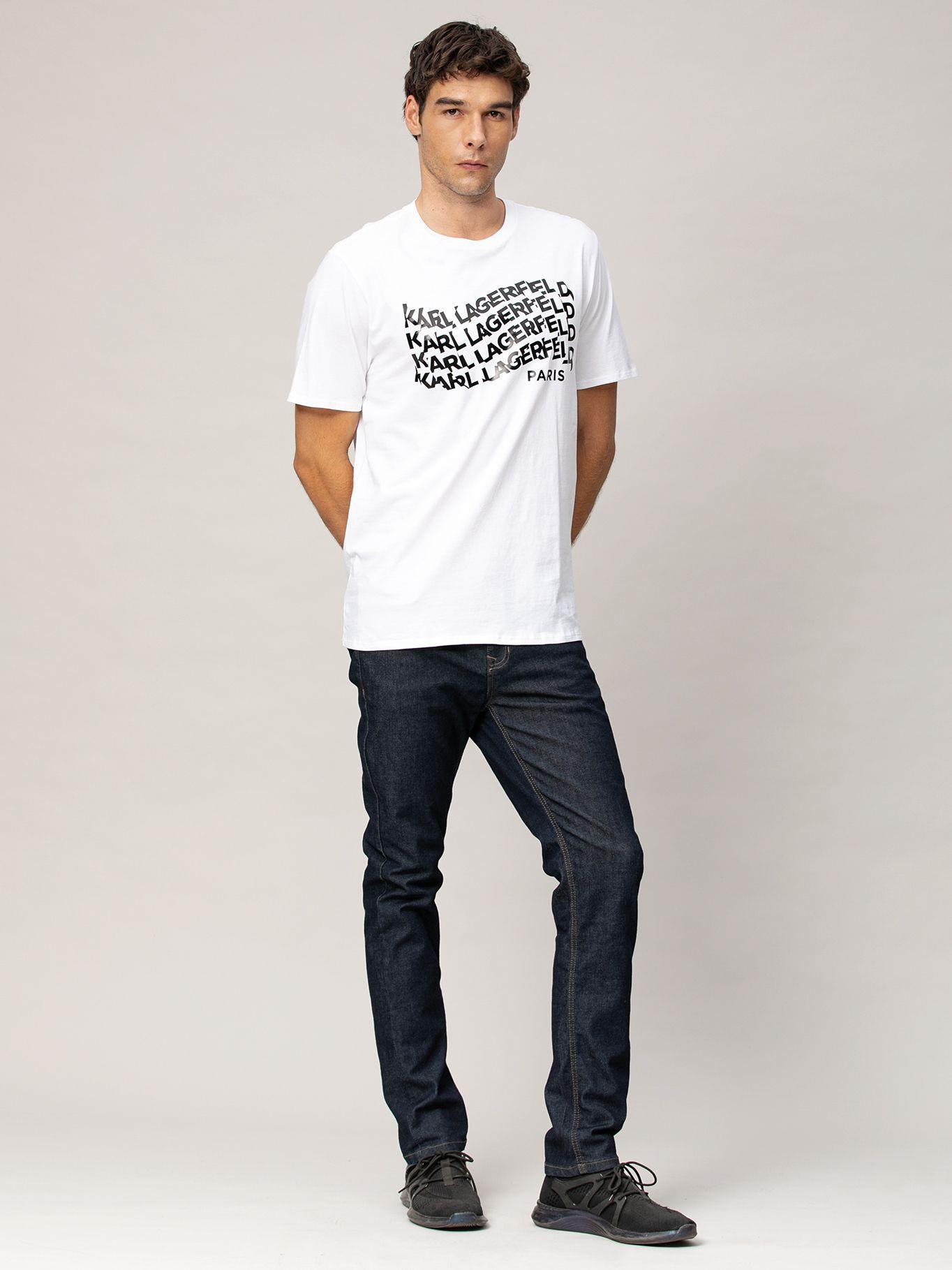 Polera estampado gráfico logo en efecto ola Blanco-1