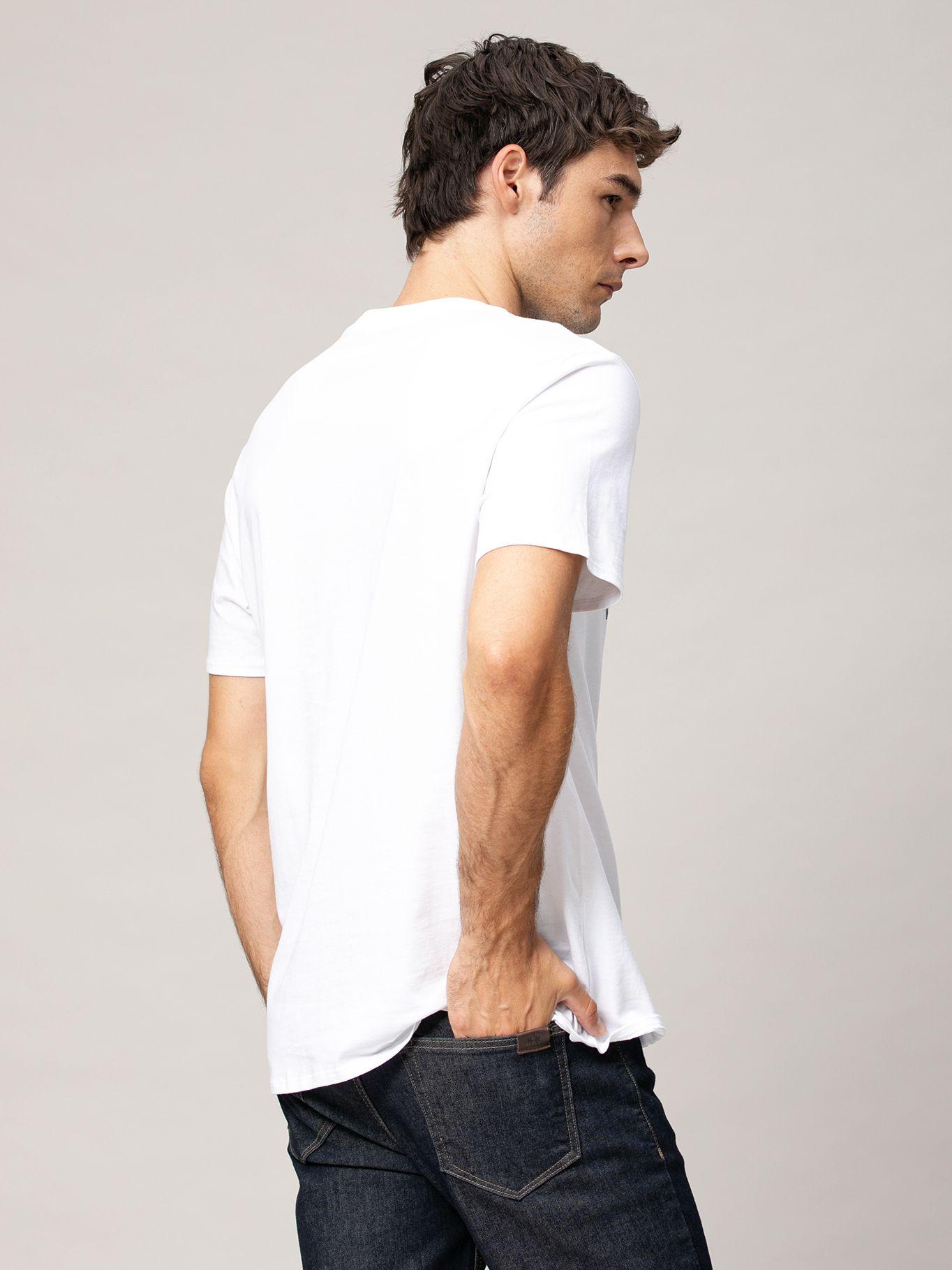 Polera estampado gráfico logo en efecto ola Blanco-2