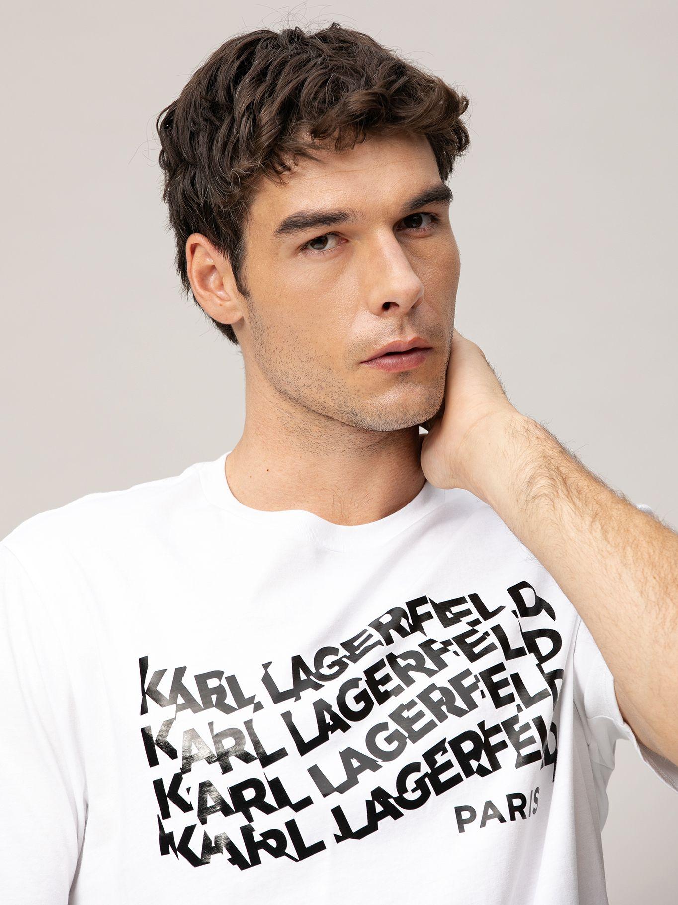 Polera estampado gráfico logo en efecto ola Blanco-3