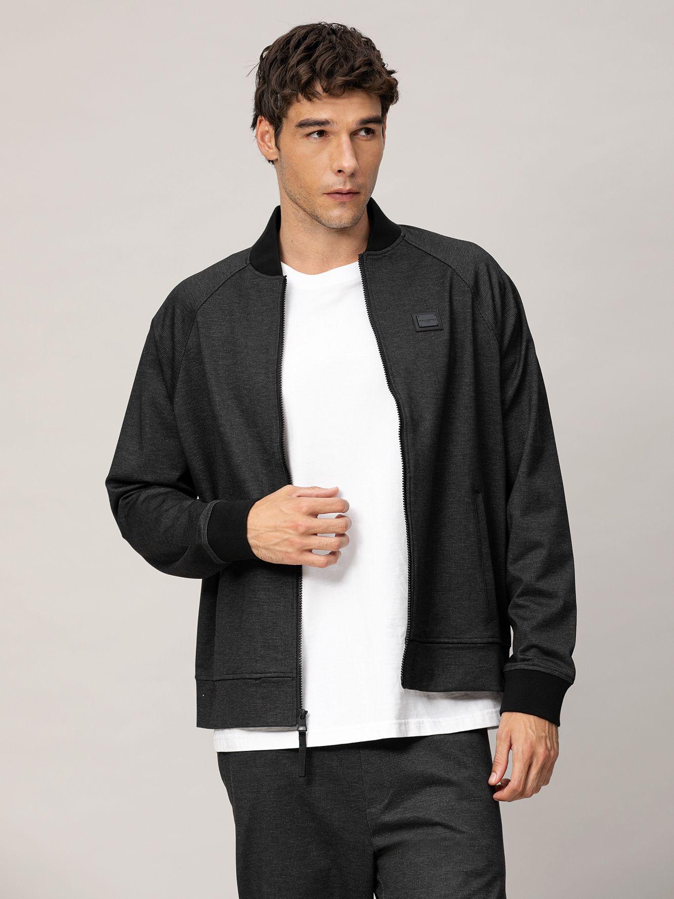 Chaqueta bomber jaspeada cremallera Negro Karl Lagerfeld-0