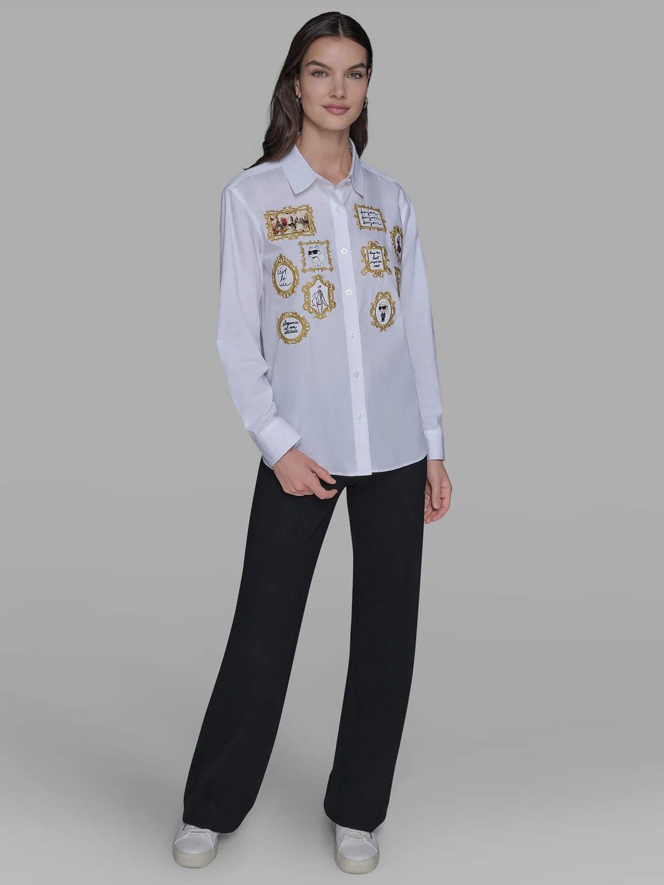 Camisa manga larga estampado retratos Choupette Blanco-1