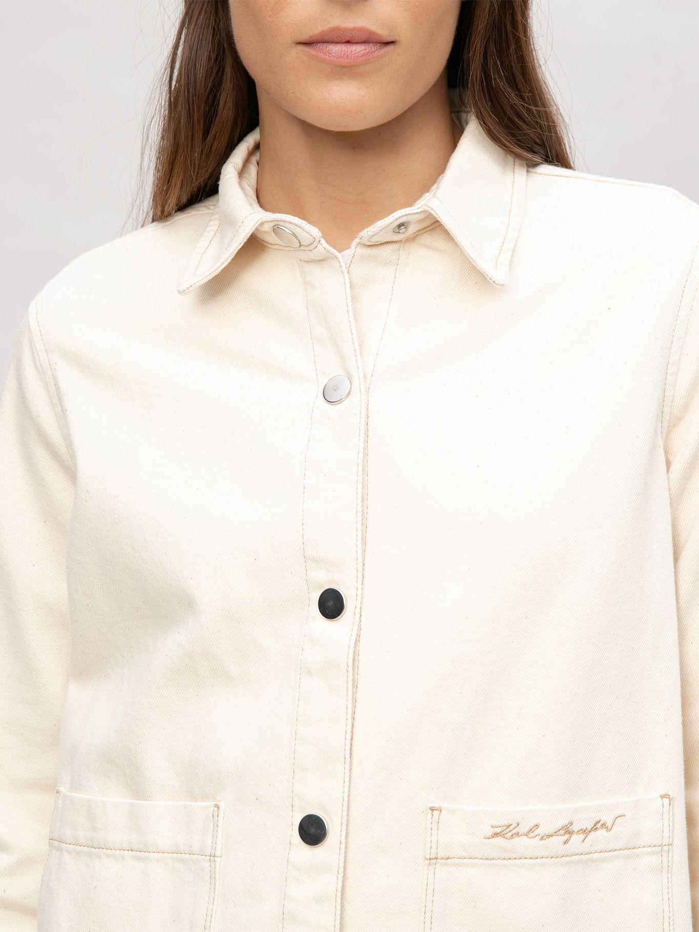 Sobrecamisa en denim con bolsillos Beige Karl Lagerfeld-3